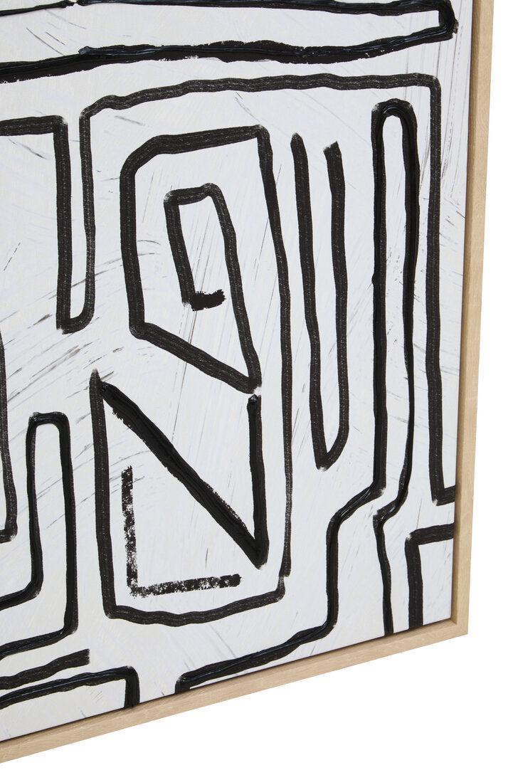 Noah Abstract Black & Cream Textured Wall Art