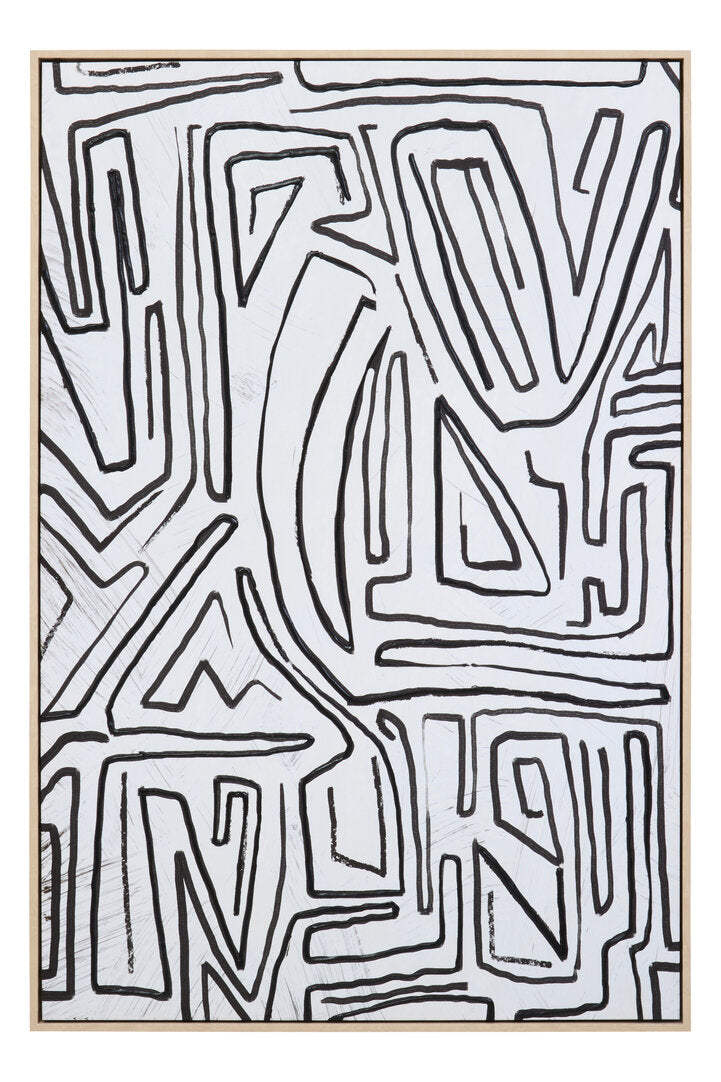 Noah Abstract Black & Cream Textured Wall Art
