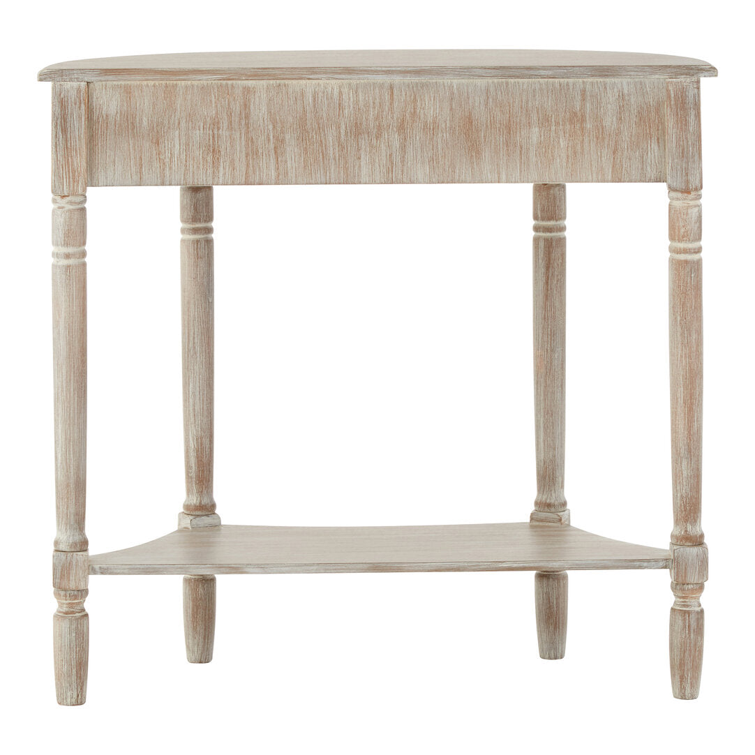 Donata Natural Wash Pine Wood Half Moon Console Table with Drawer