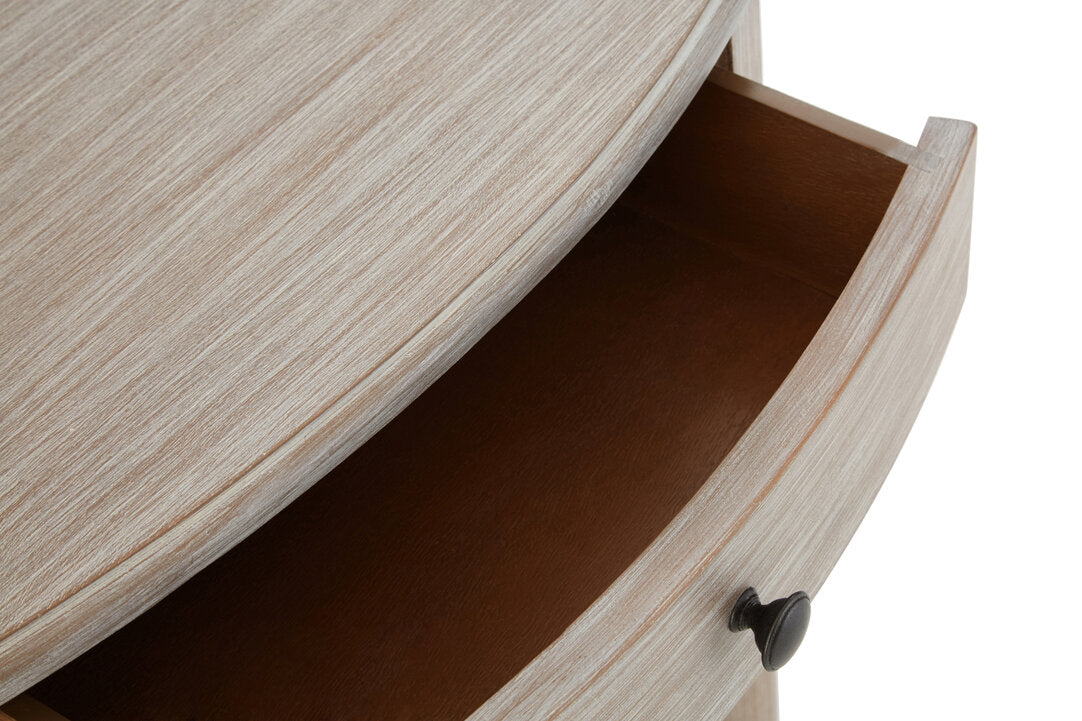 Donata Natural Wash Pine Wood Half Moon Console Table with Drawer
