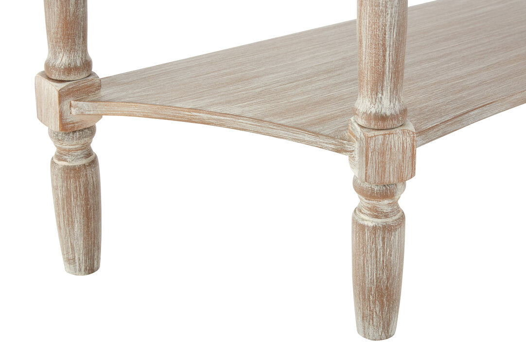 Donata Natural Wash Pine Wood Half Moon Console Table with Drawer