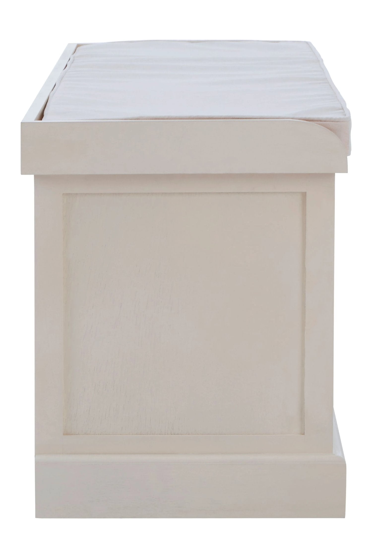 Chelsea White Wood & Rattan Cushioned Storage Bench