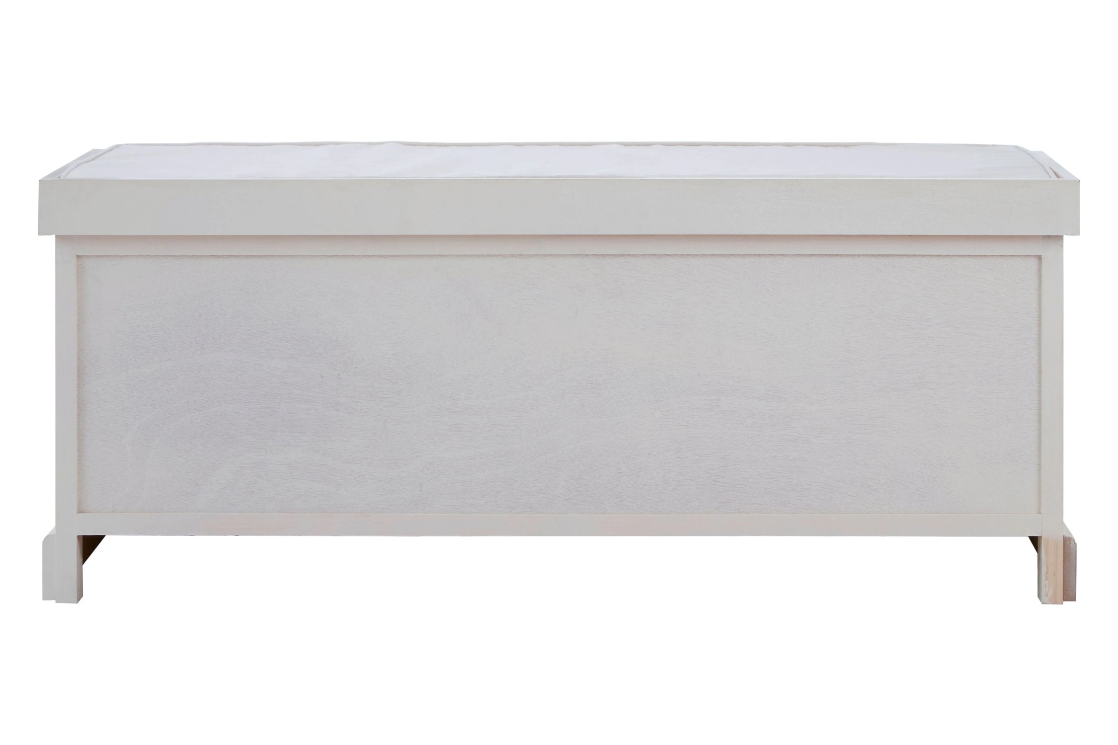 Chelsea White Wood & Rattan Cushioned Storage Bench