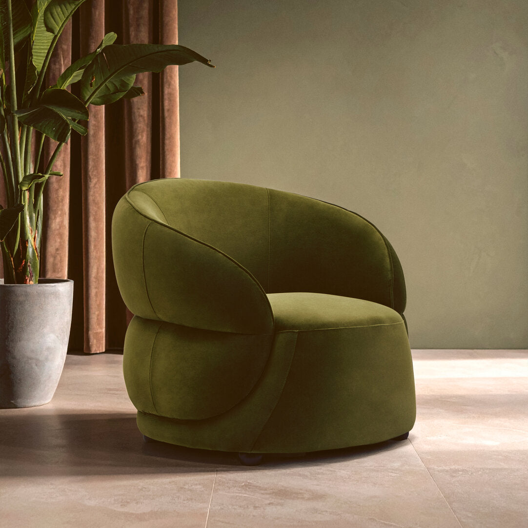 Clover Forest Green Curved Velvet Chair