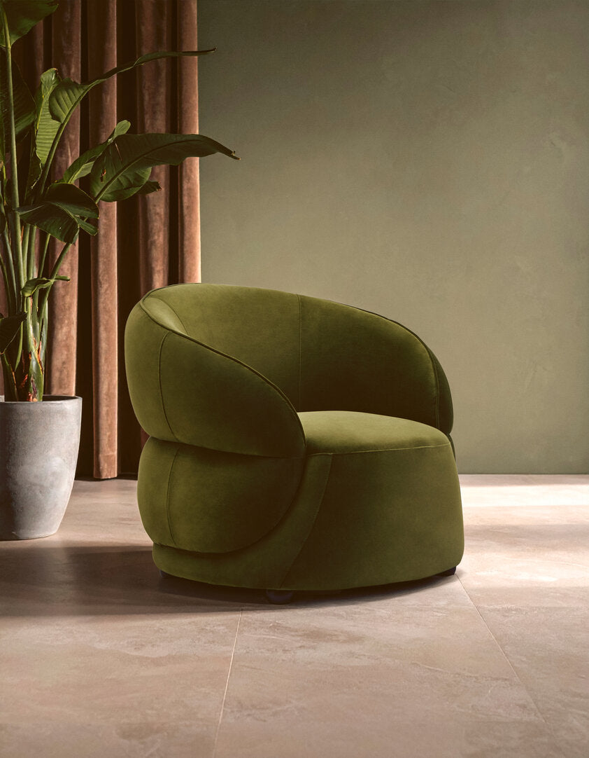 Clover Forest Green Curved Velvet Chair
