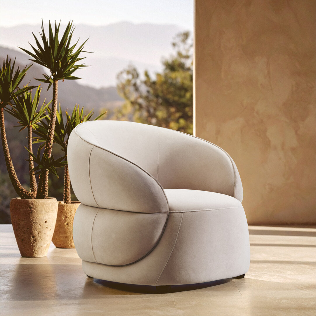 Clover Stone Velvet Curved Chair