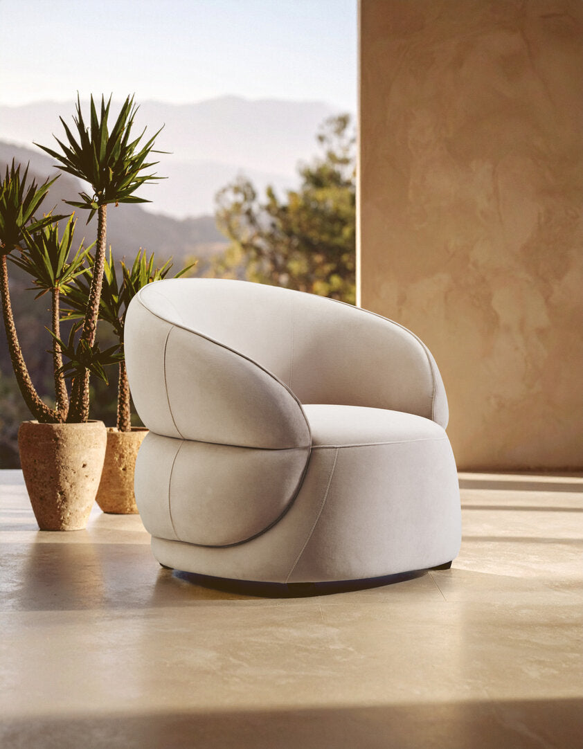 Clover Stone Velvet Curved Chair