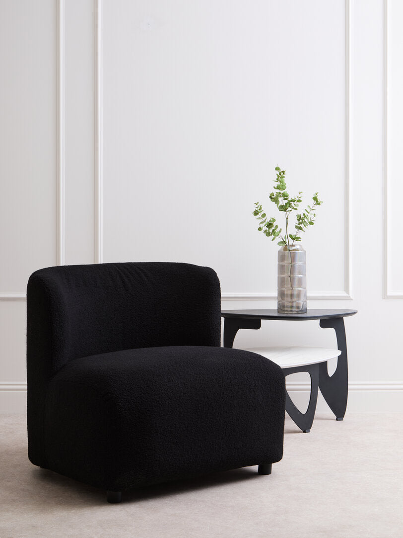 Newham Black Boucle Effect Armless Lounge Chair