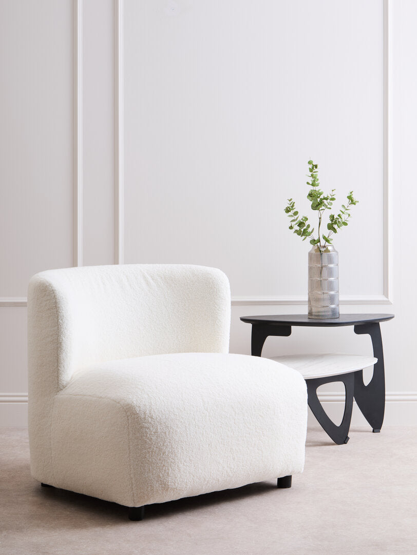 Newham Ivory Boucle Effect Armless Lounge Chair