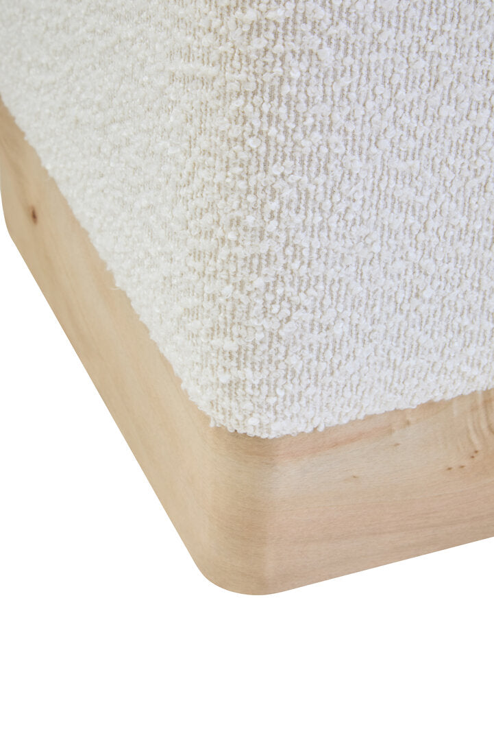 Stellan Burl Wood & Cream Boucle Sqaure Stool