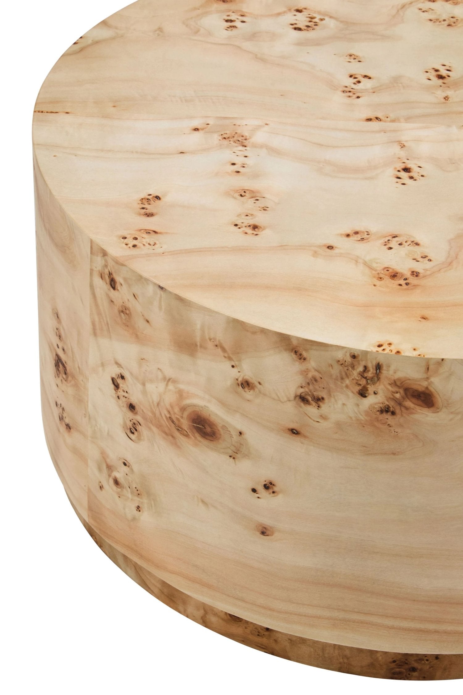 Marlow Burl Wood Design Round Coffee Table
