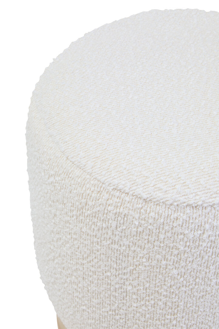 Stellan Burl Wood & Cream Boucle Round Stool
