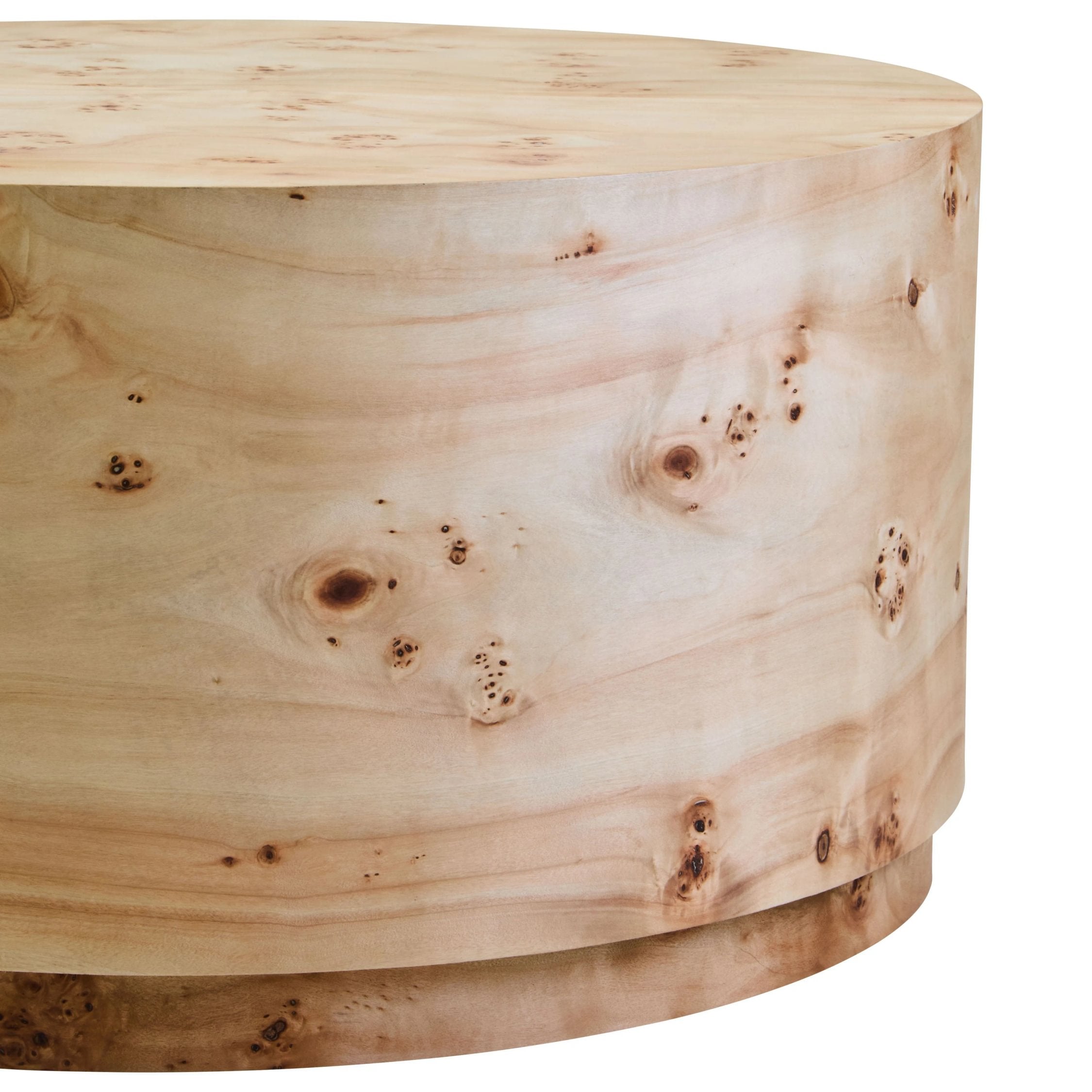 Marlow Burl Wood Design Round Coffee Table