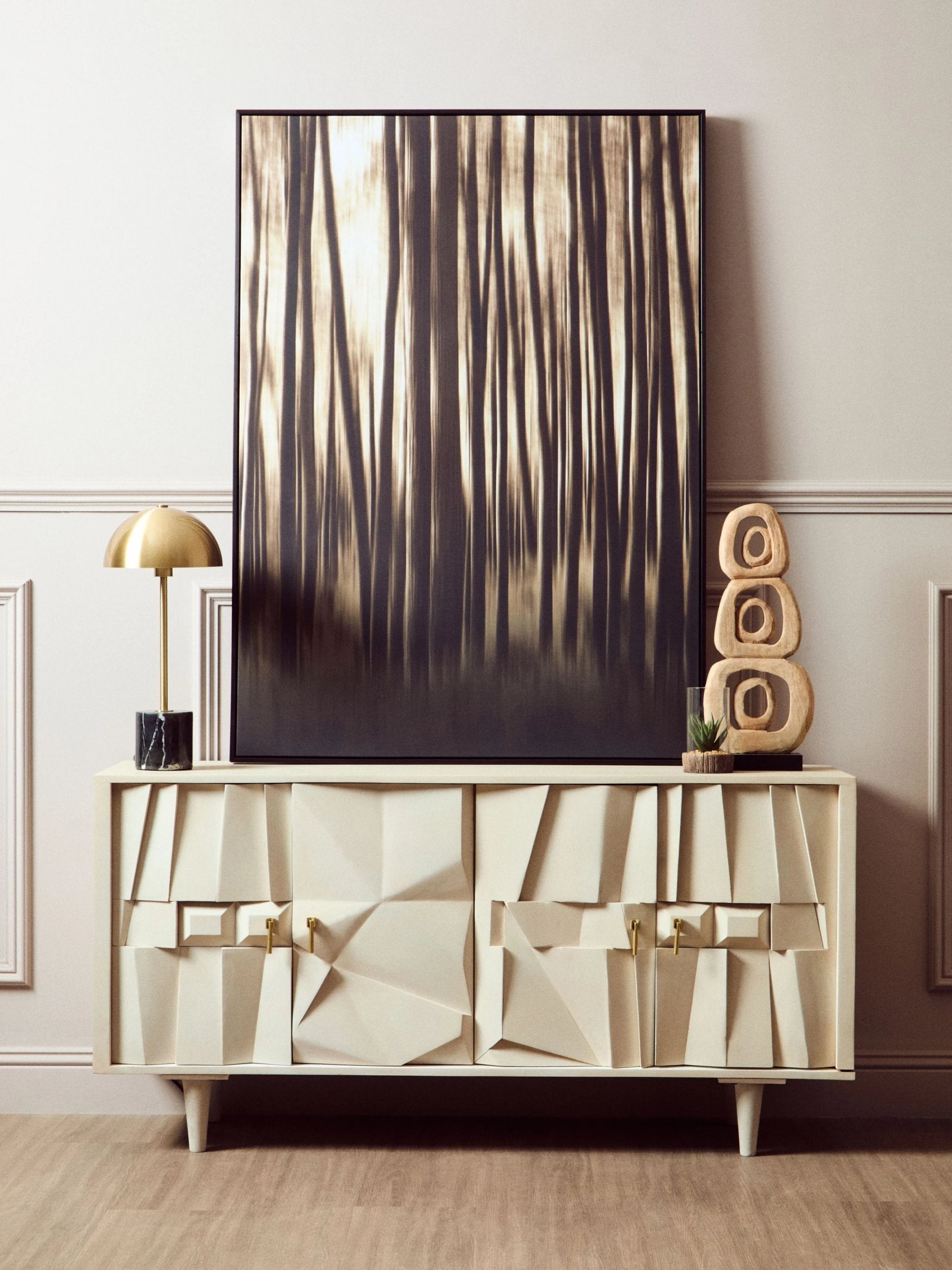 Harlow 4 Door Whitewash Mango Wood Abstract Sideboard