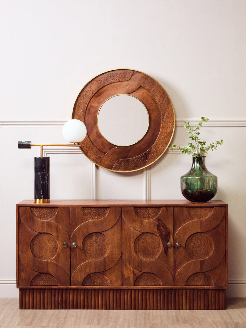 Naro Four Door Mango Wood Hammered Sideboard