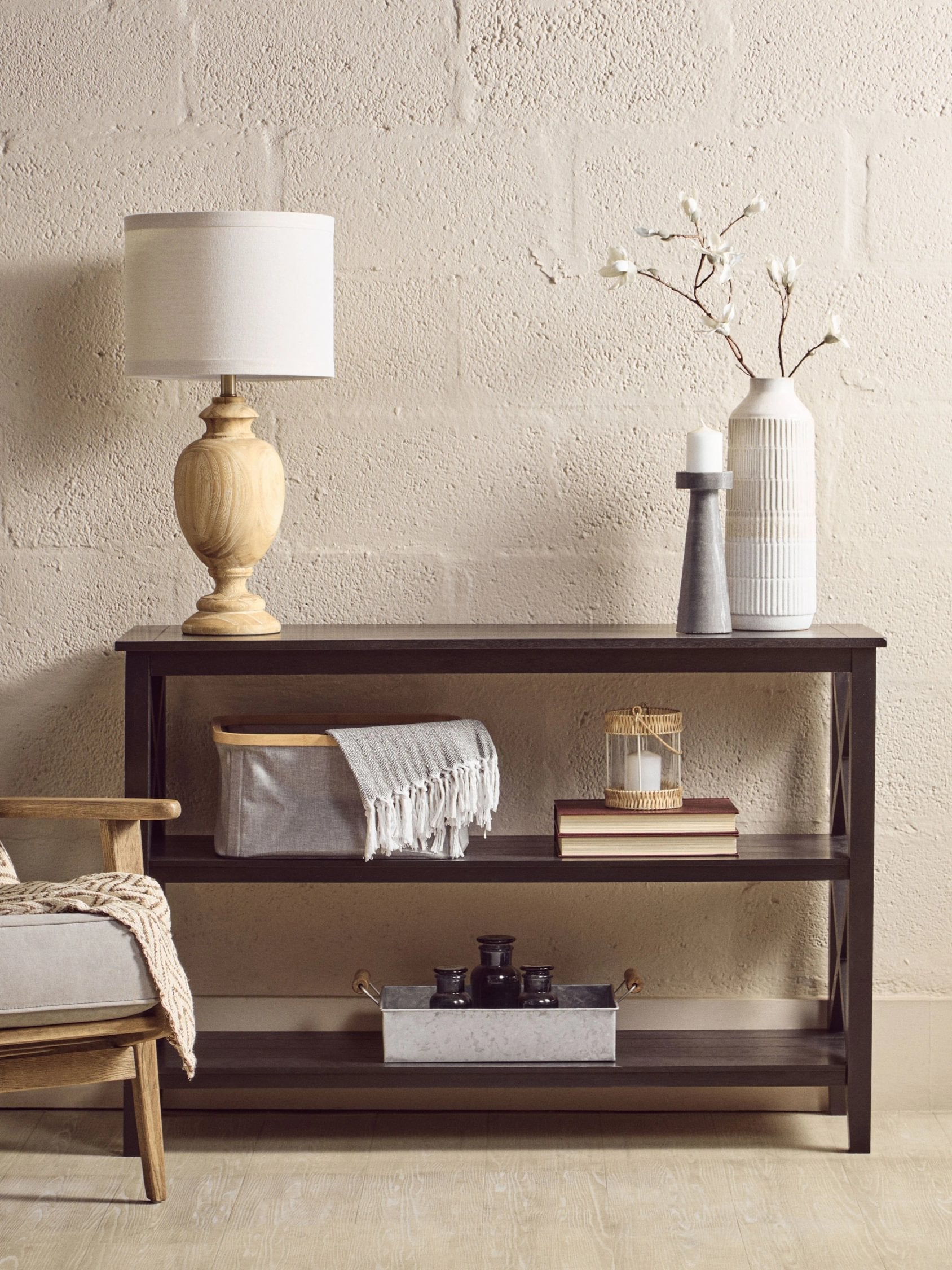 Chelsea Large Black 2 Tier Wood Bookshelf