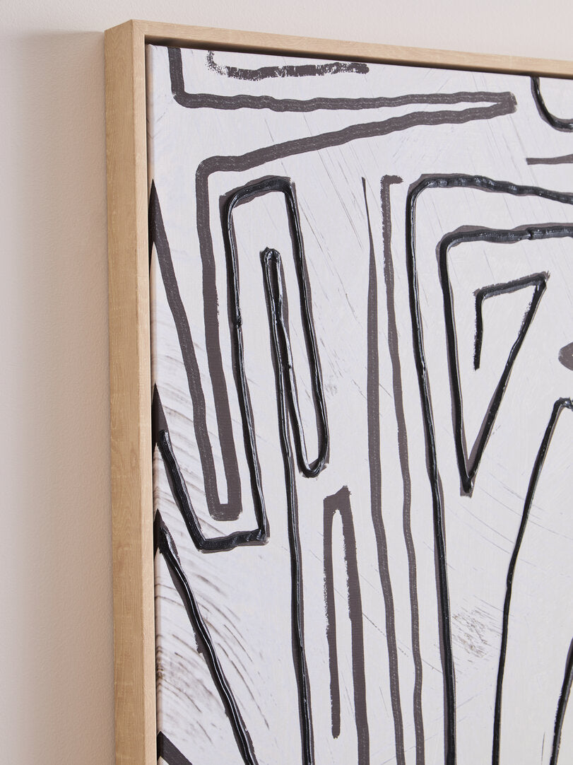Noah Abstract Black & Cream Textured Wall Art