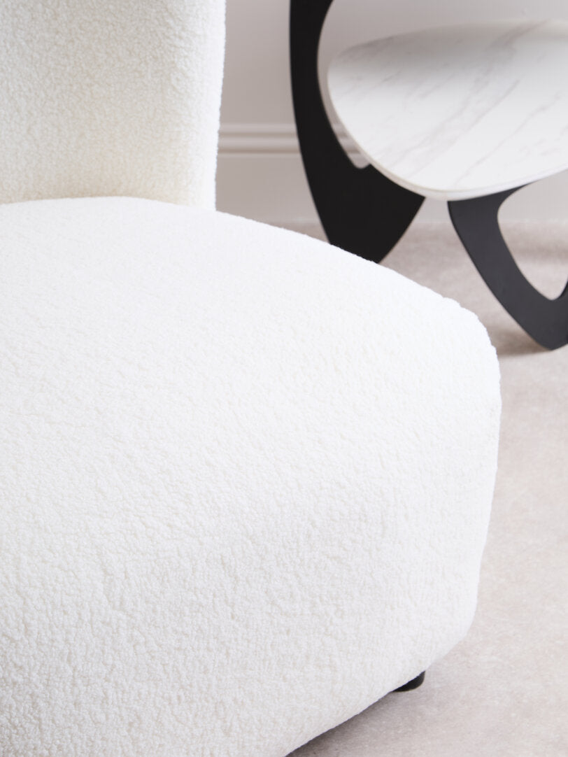 Newham Ivory Boucle Effect Armless Lounge Chair