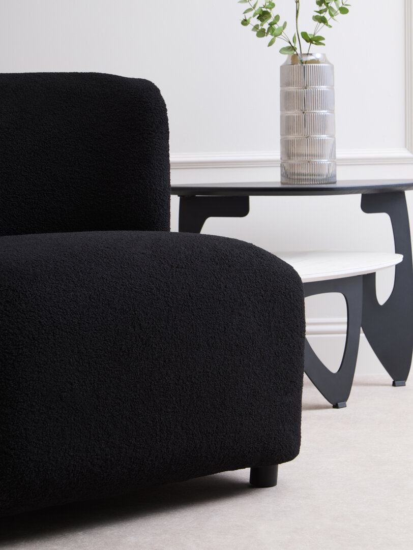 Newham Black Boucle Effect Armless Lounge Chair