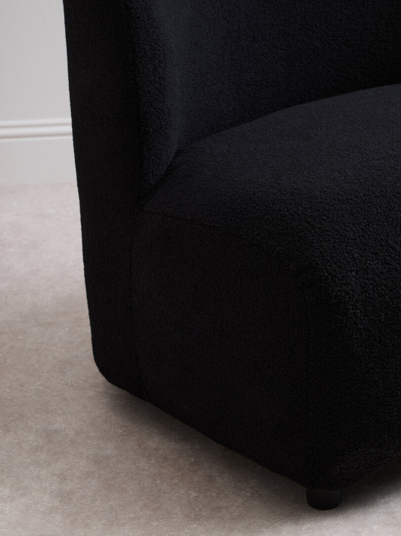 Newham Black Boucle Effect Armless Lounge Chair