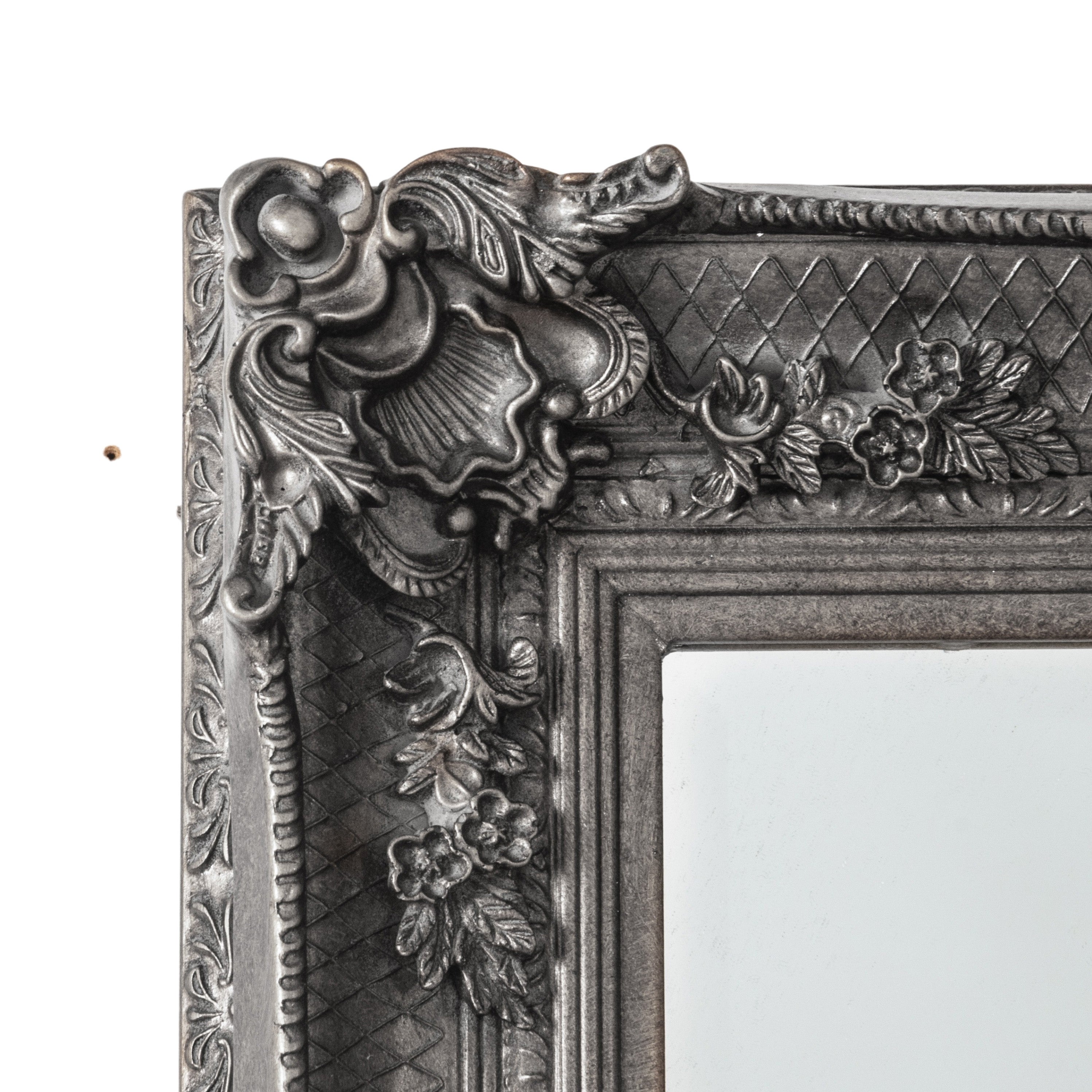 Alcott Baroque Vintage Silver Full Length Leaner Mirror