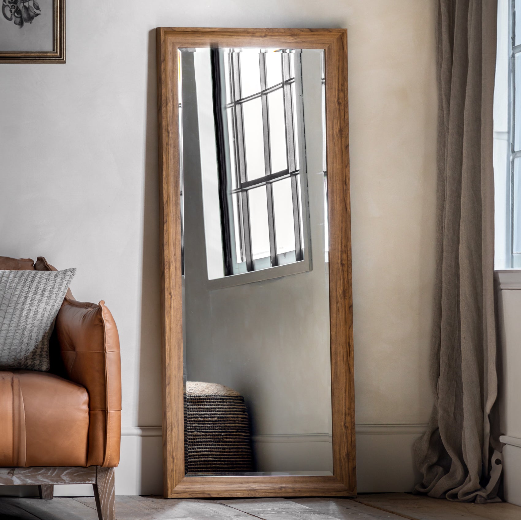 Alassio Natural Oak Wood Full Length Leaner Mirror