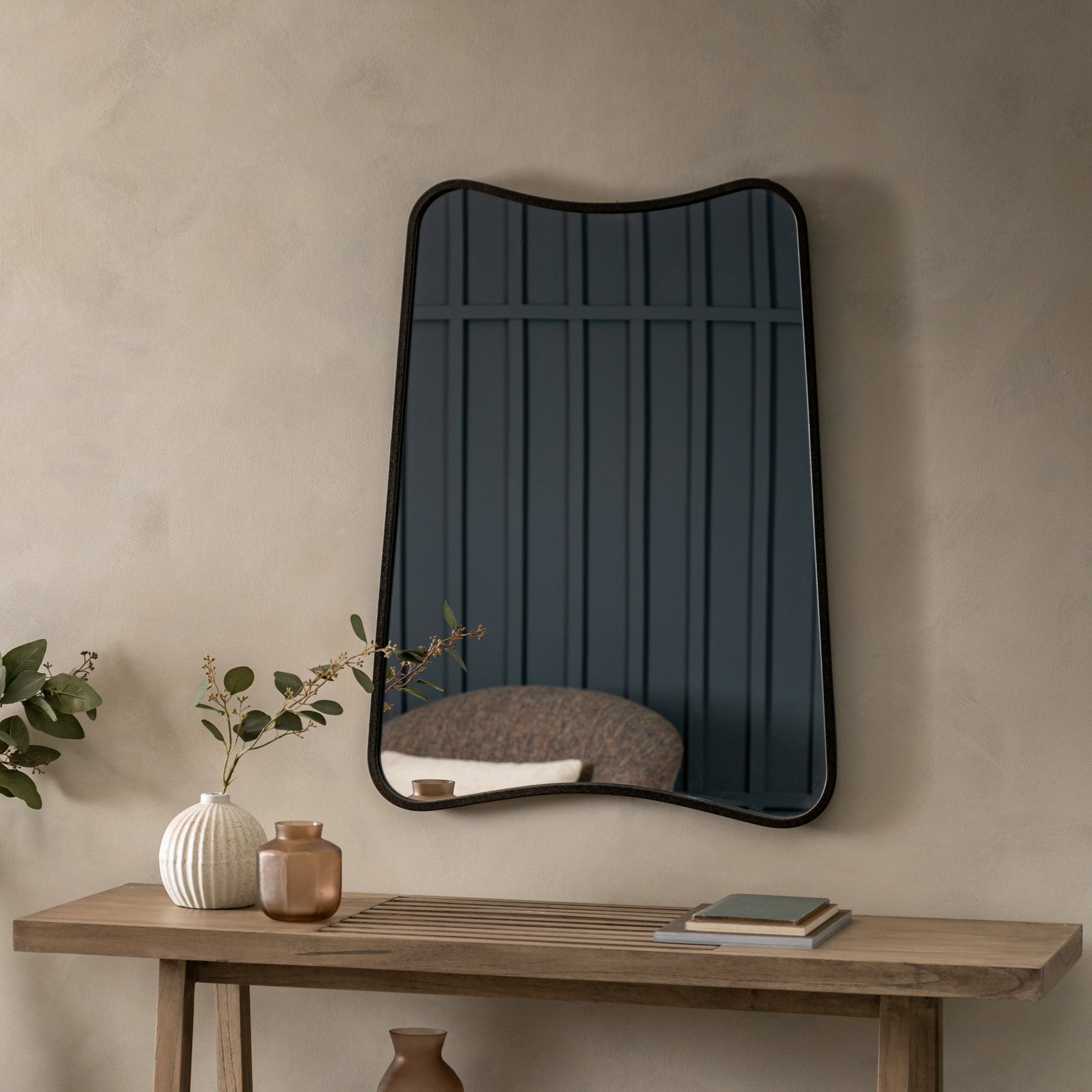 Stella Curves Rustic Black Wall Mirror