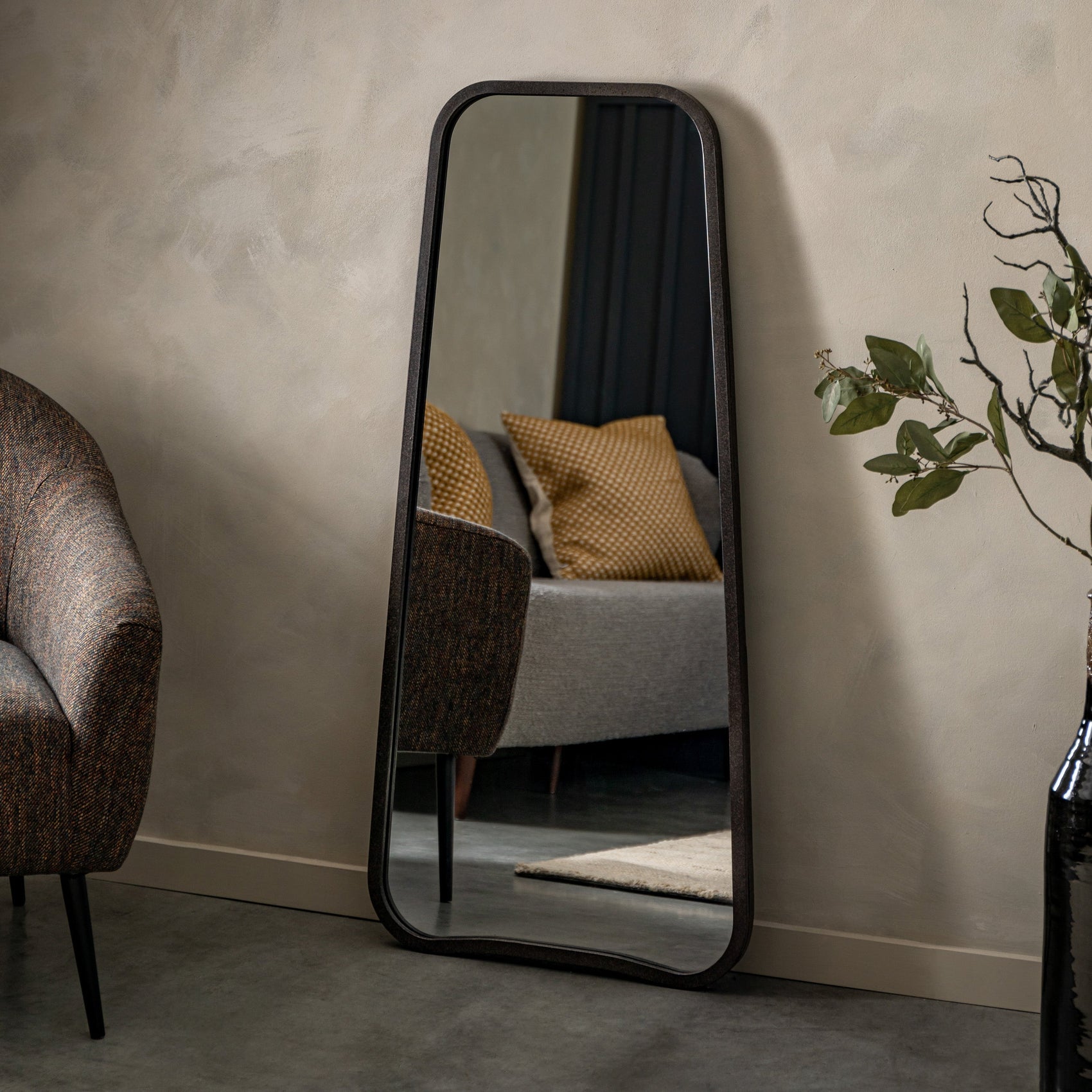 Stella Curves Rustic Black Full Length Leaner Mirror