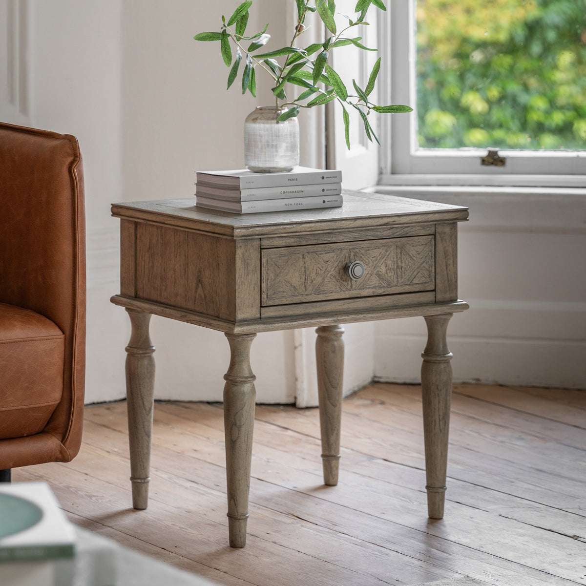 Tobago Aged Mindy Wood Square Side Table