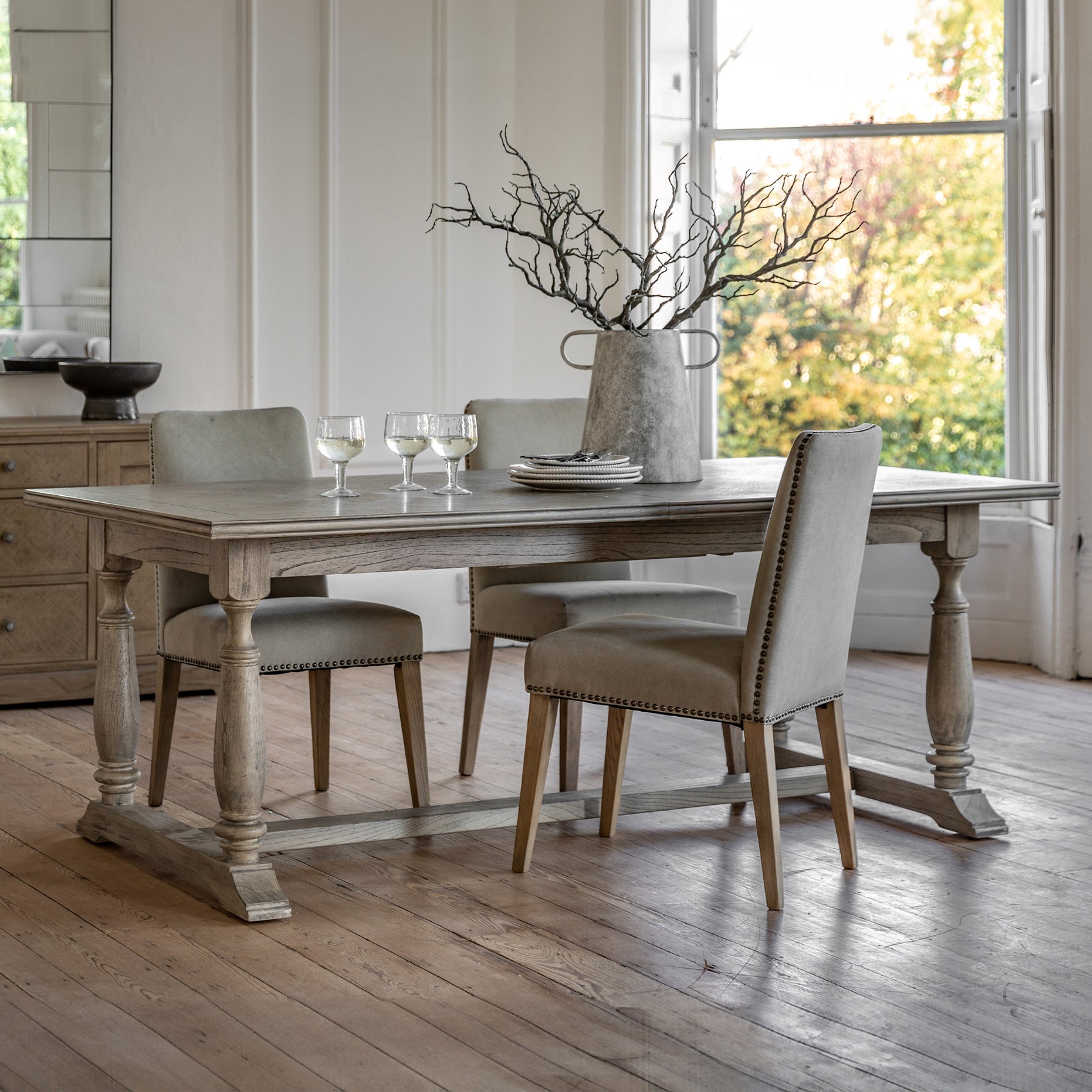 Tobago Ash Wood Rectangle Extending Dining Table | 6-8 Seater