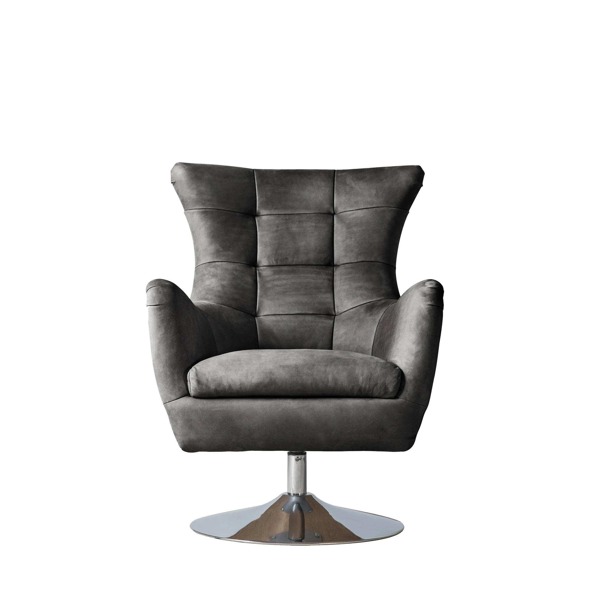 Alderdowns Antique Ebony Leather Swivel Armchair
