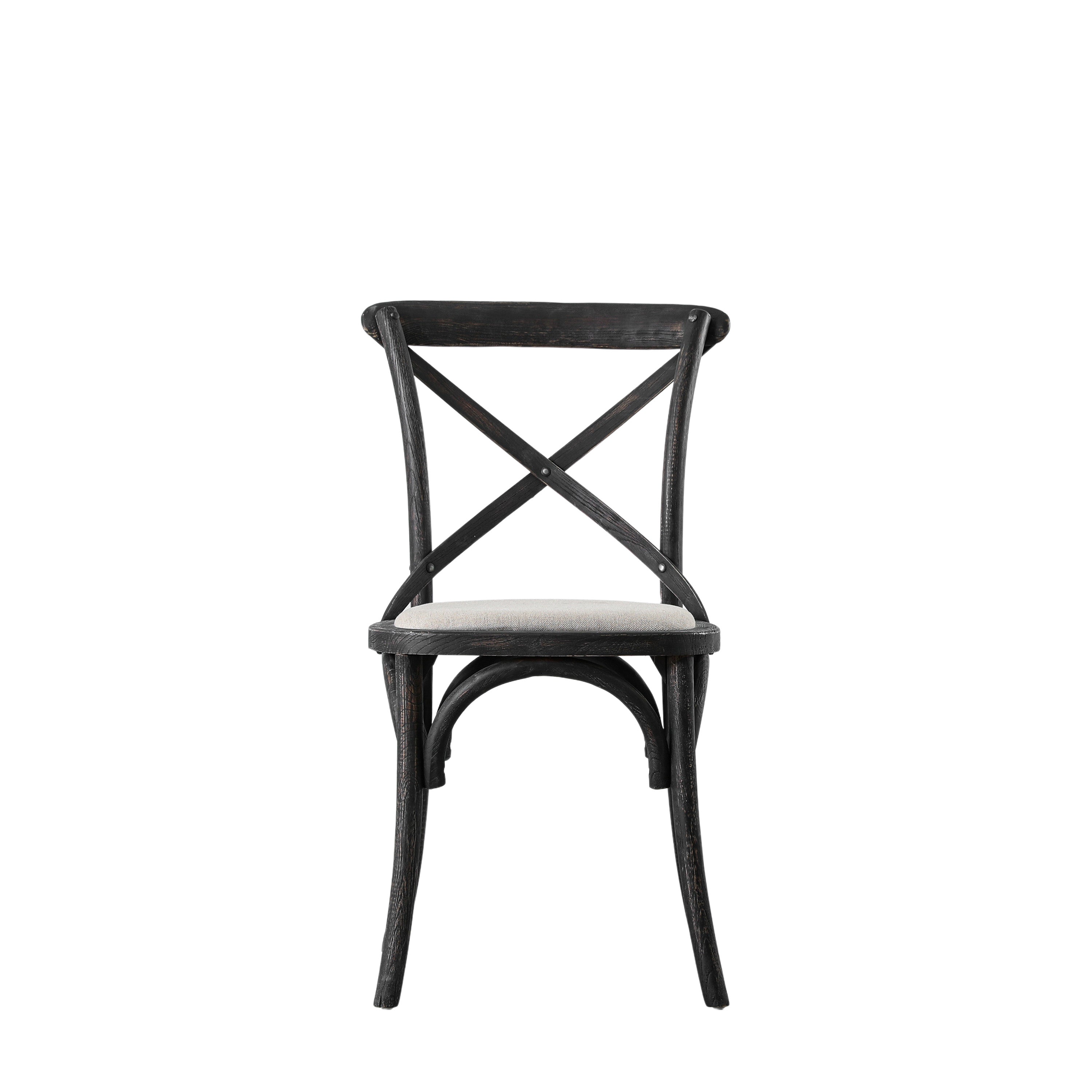 Set of 2 Aspen Black Oak Wood & Linen Dining Chair