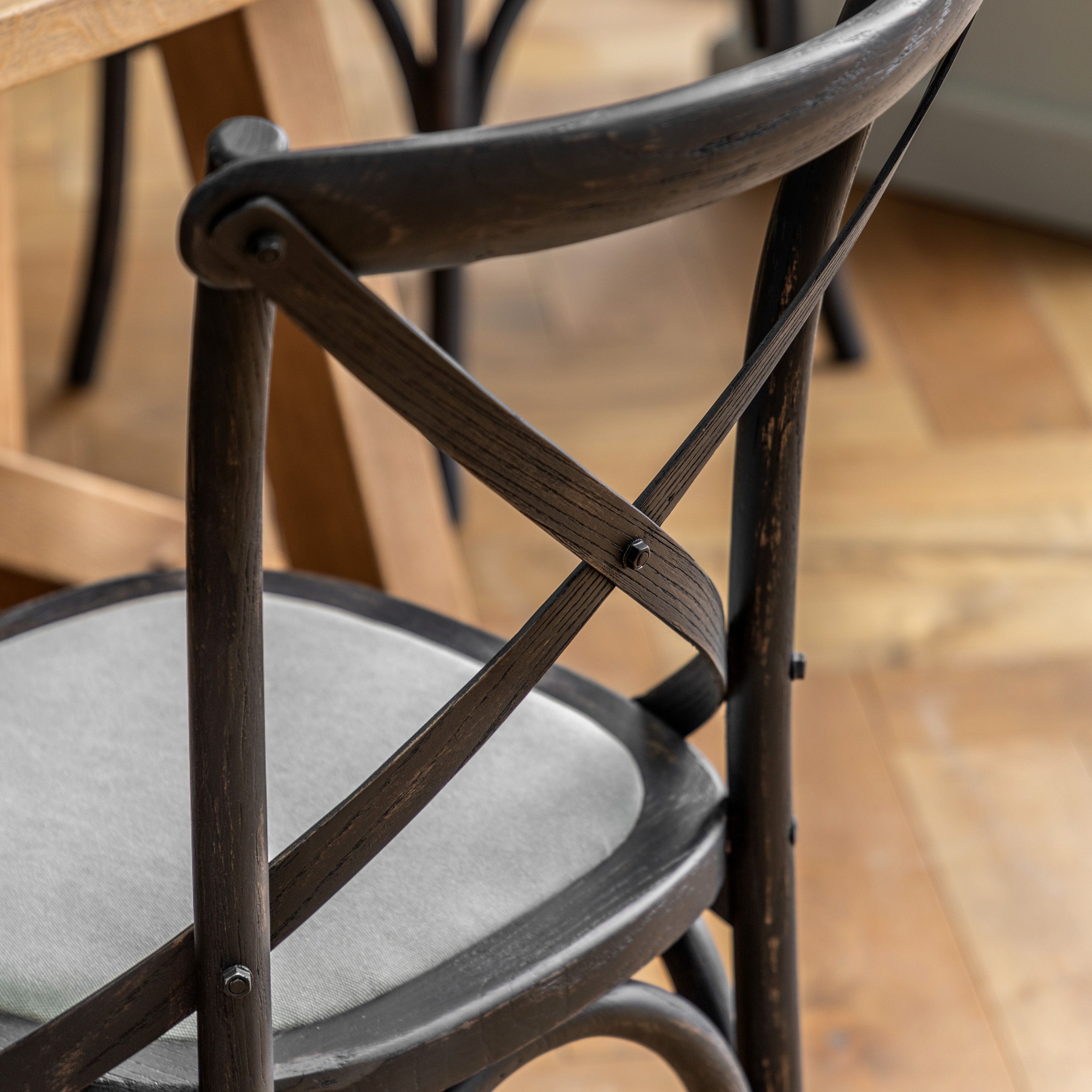 Set of 2 Aspen Black Oak Wood & Linen Dining Chair