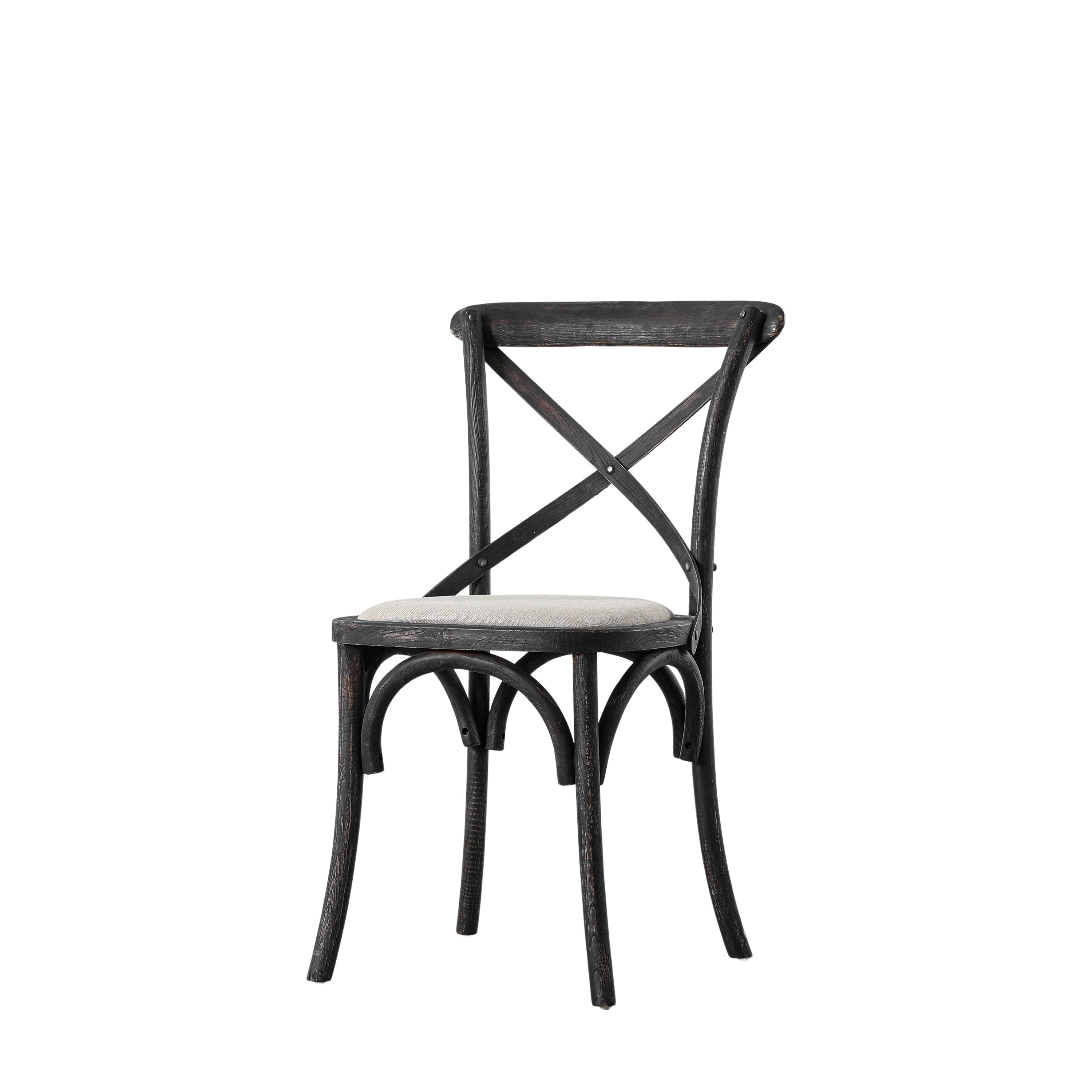 Set of 2 Aspen Black Oak Wood & Linen Dining Chair