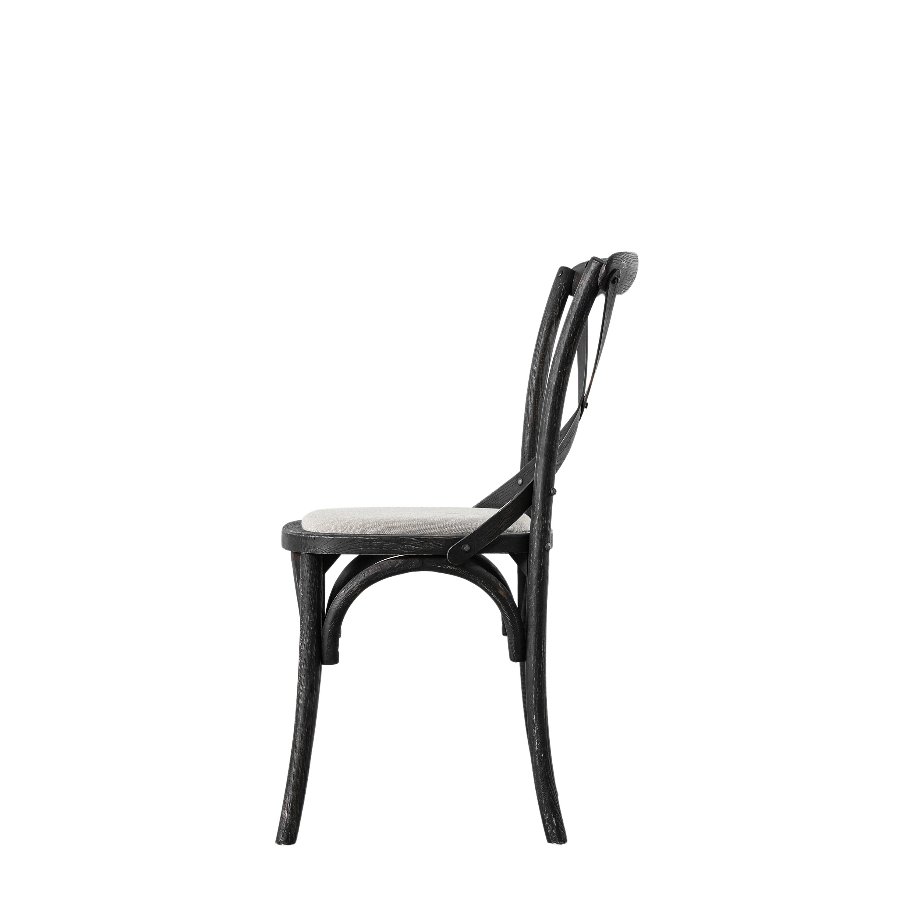 Set of 2 Aspen Black Oak Wood & Linen Dining Chair