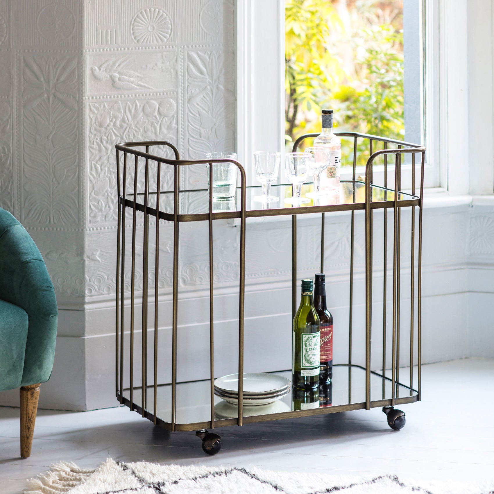 Beauly Bronze & Glass Drinks Trolley
