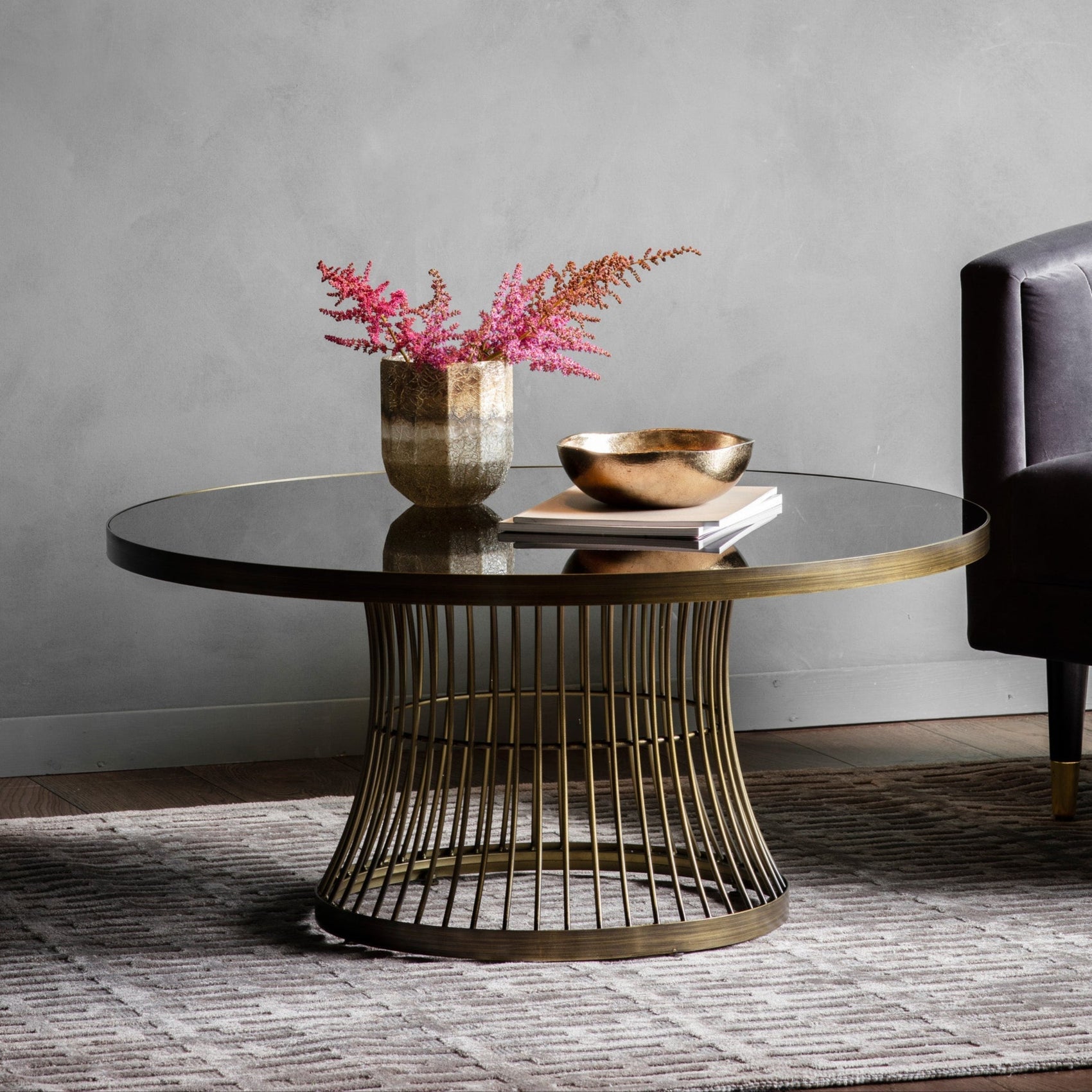 Jemina Bronze & Smoked Glass Round Coffee Table