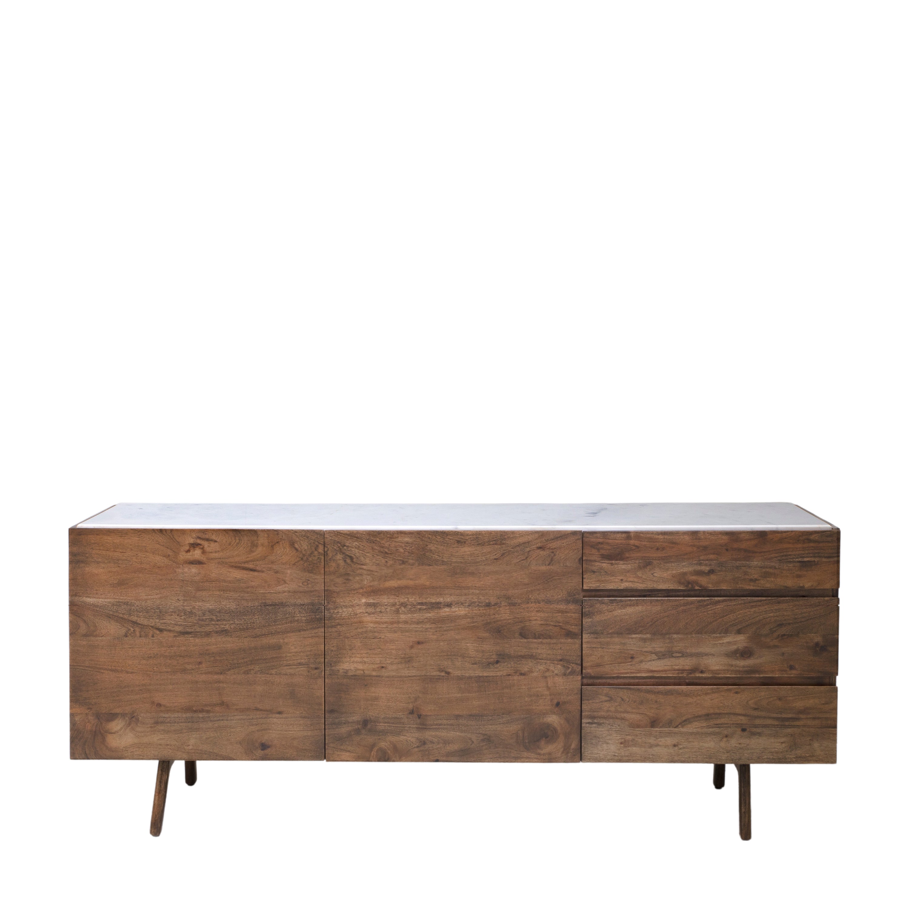 Barcino Brown Acacia Wood & White Marble Sideboard