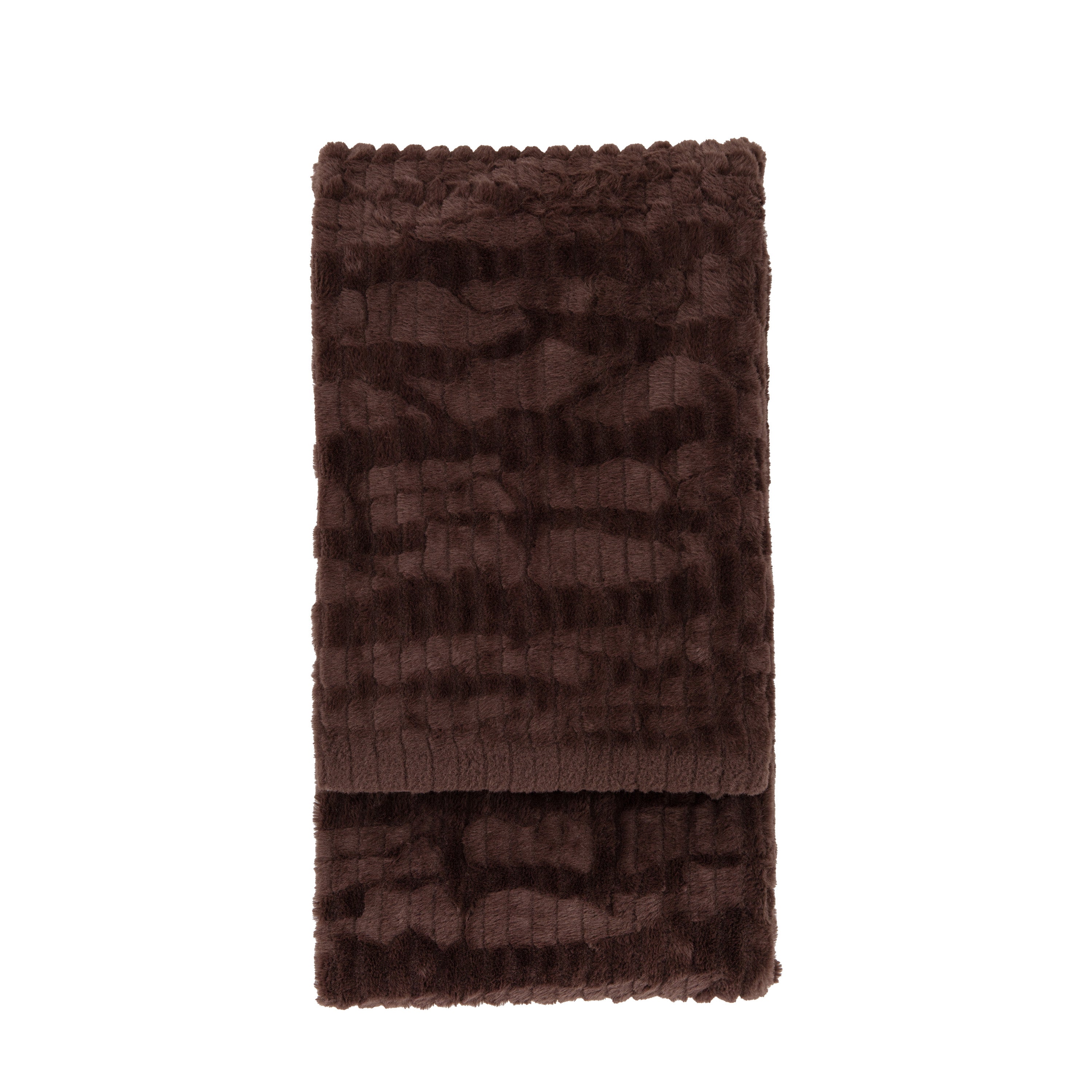 Textured Rabbit Faux Fur Brown Throw