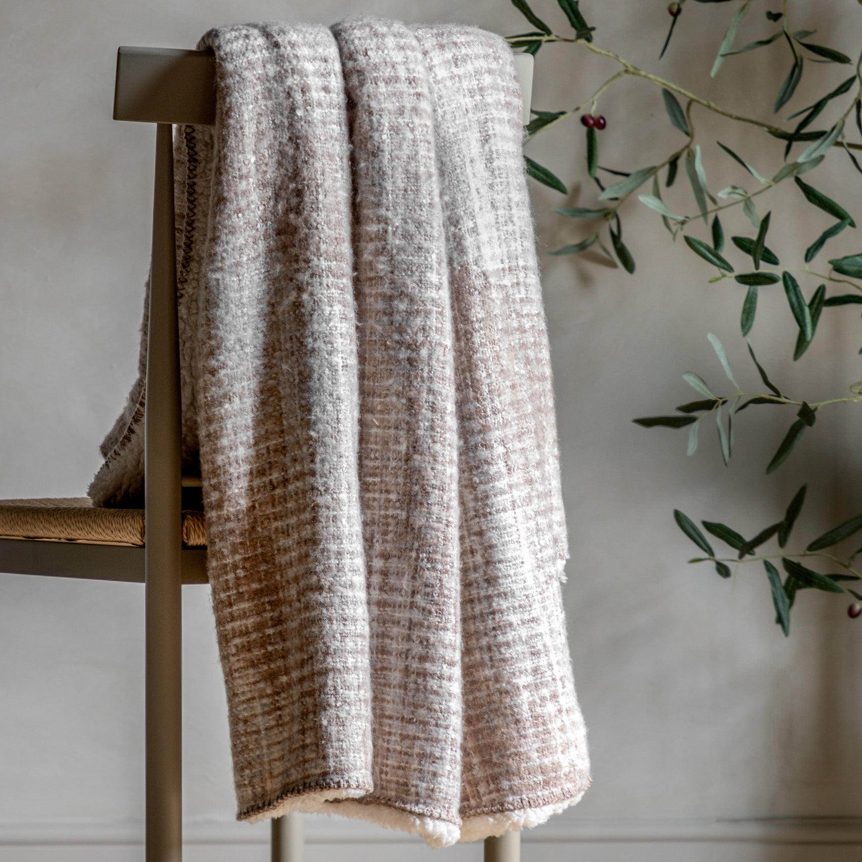 Briarmanor Natural Faux Mohair Sherpa Throw