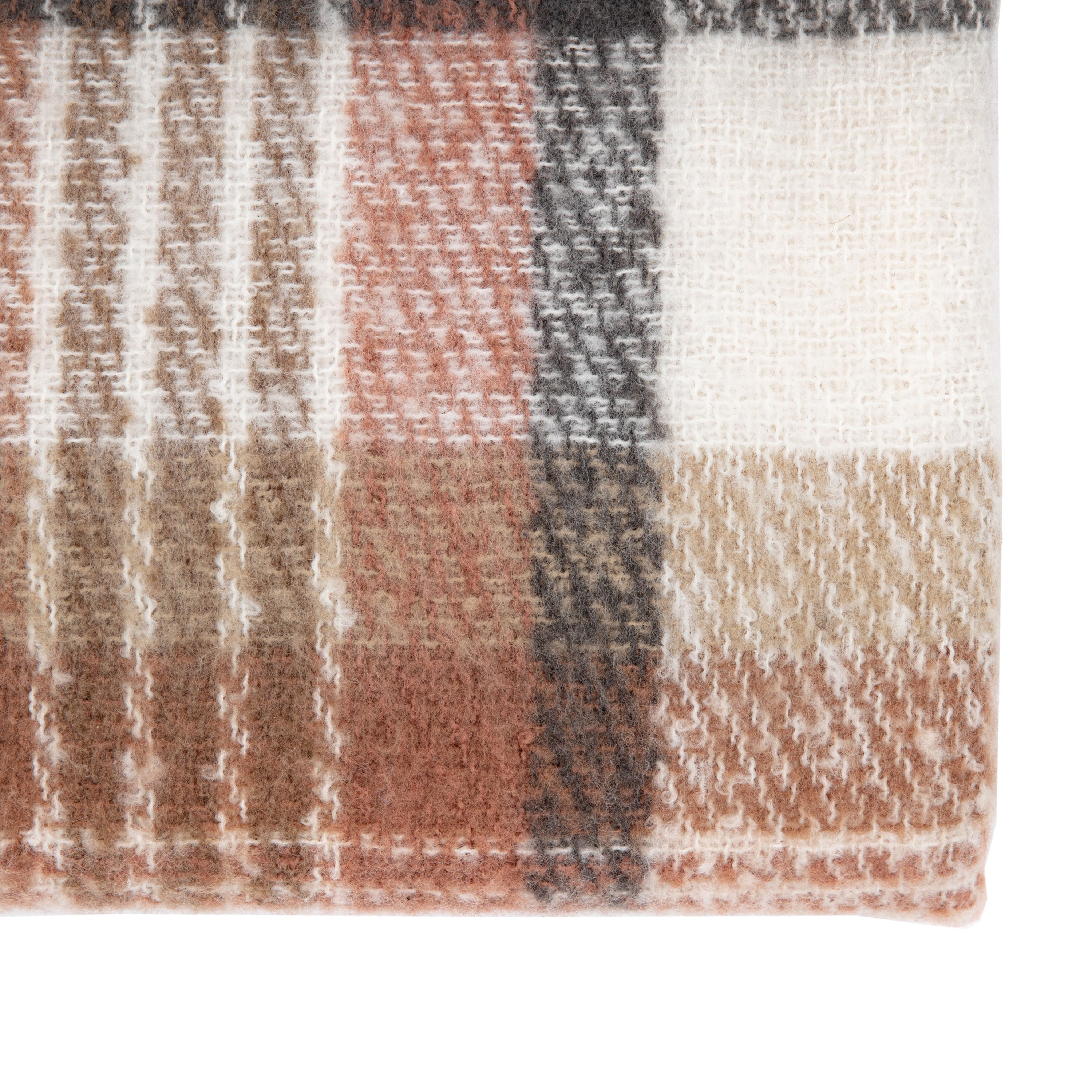 Check Natural Faux Mohair Sherpa Throw