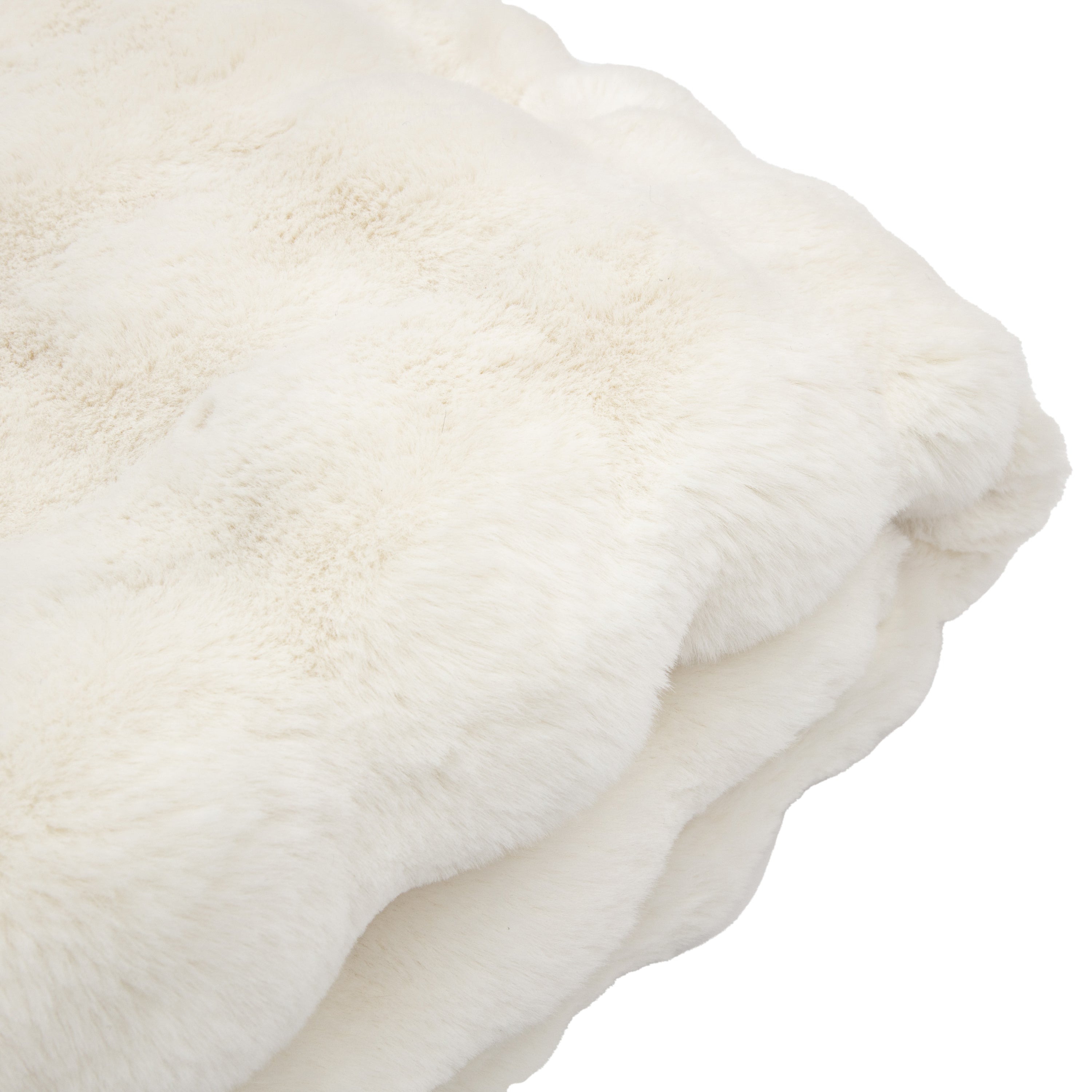 Marshmallow Rabbit Faux Fur Cream Throw | Large