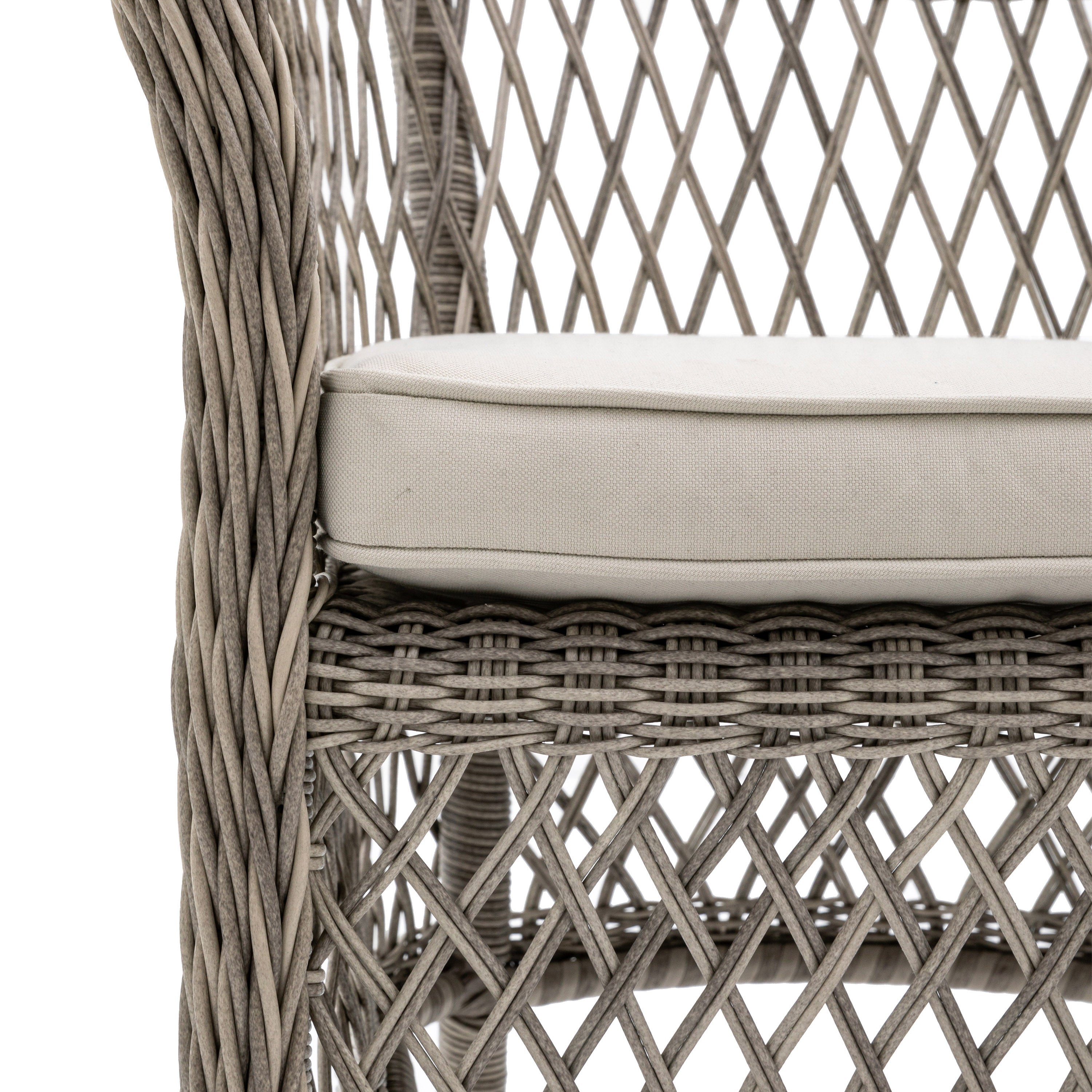 Hvar Stone Grey Rattan Round Outdoor Dining Set | 4 Seater