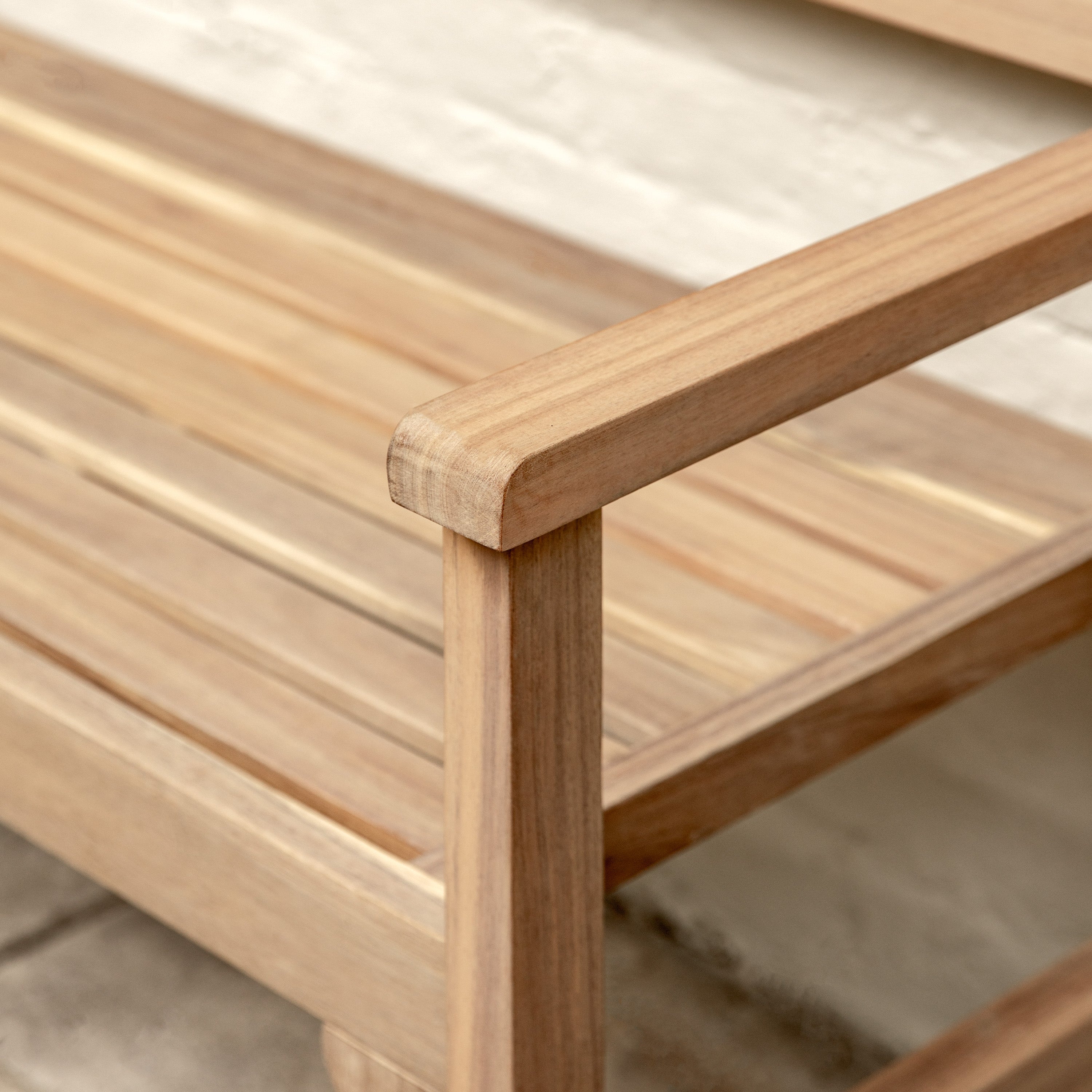 Puglia Natural Acacia Wood Outdoor Bench