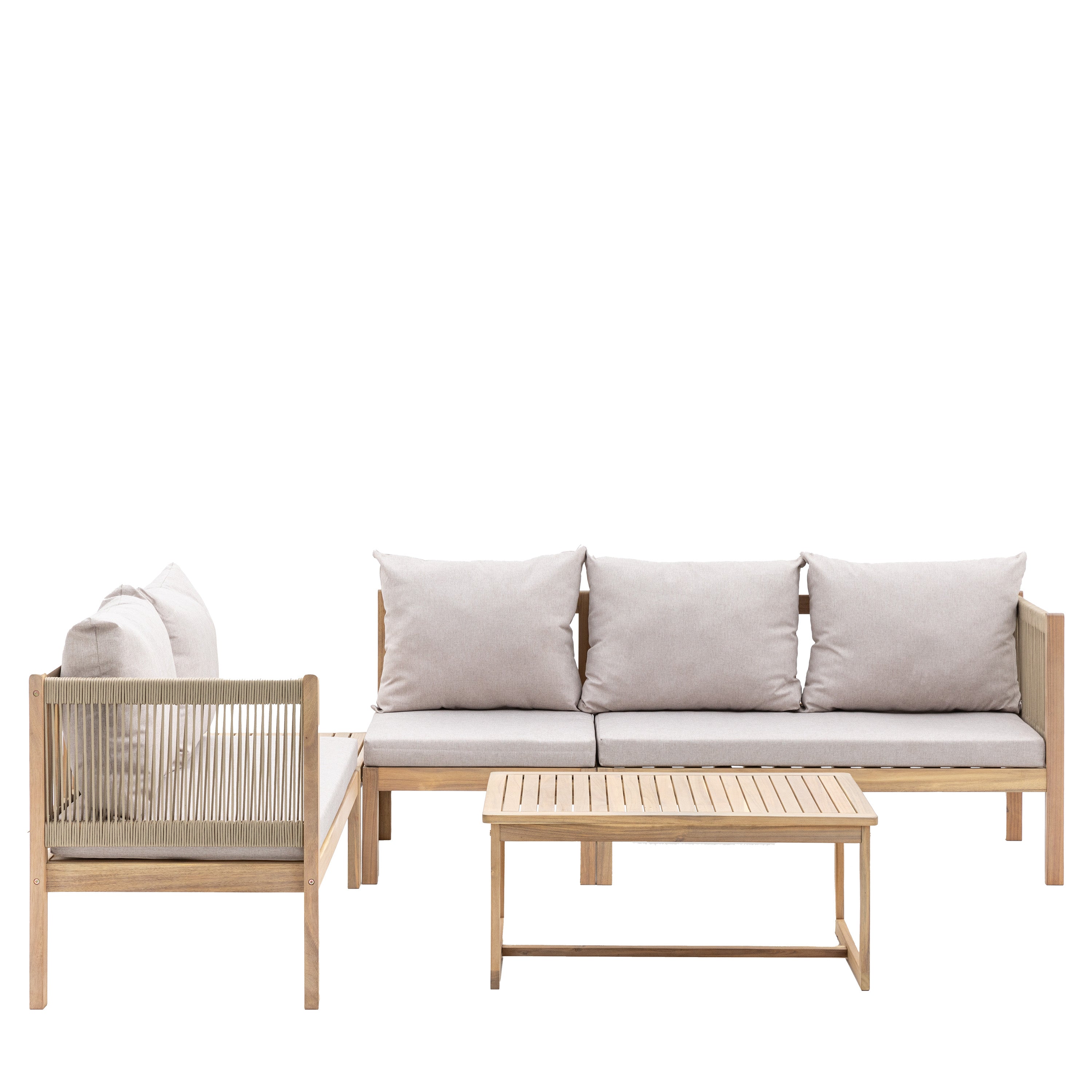 Sardinia Natural Acacia Wood Outdoor Corner Set | 5 Seater