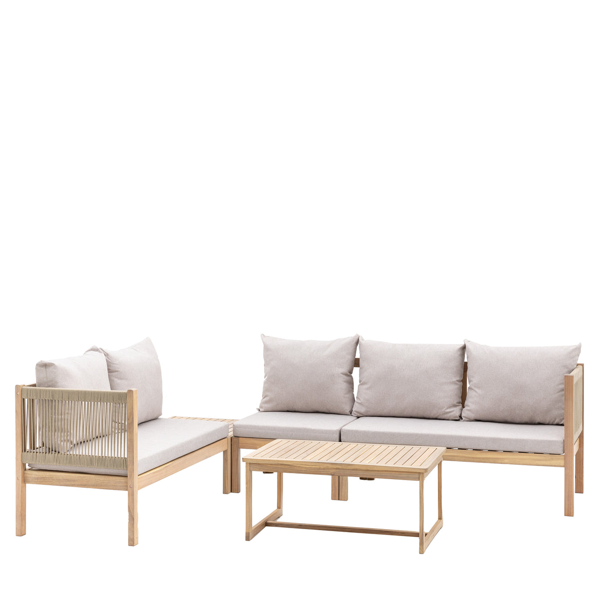 Sardinia Natural Acacia Wood Outdoor Corner Set | 5 Seater