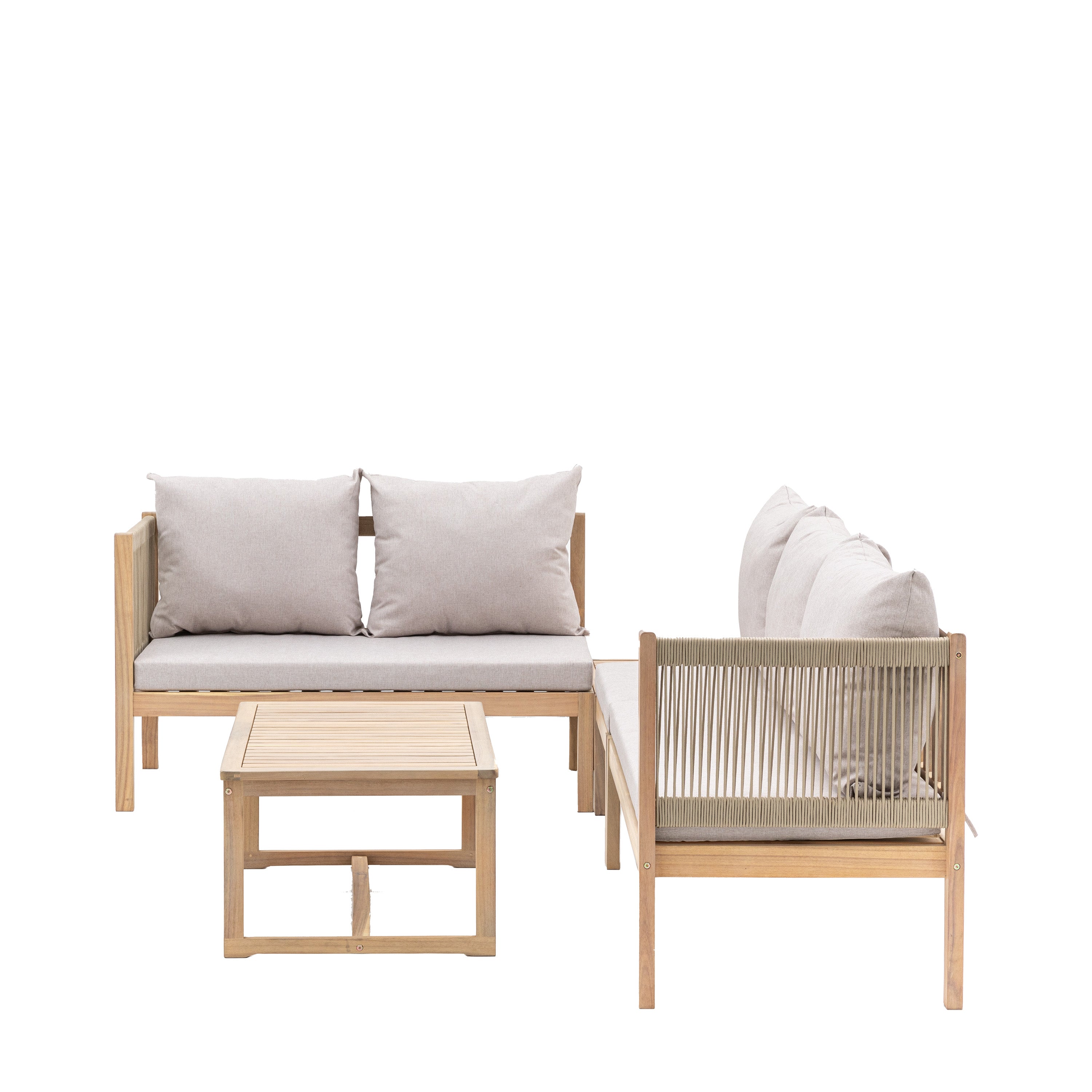 Sardinia Natural Acacia Wood Outdoor Corner Set | 5 Seater
