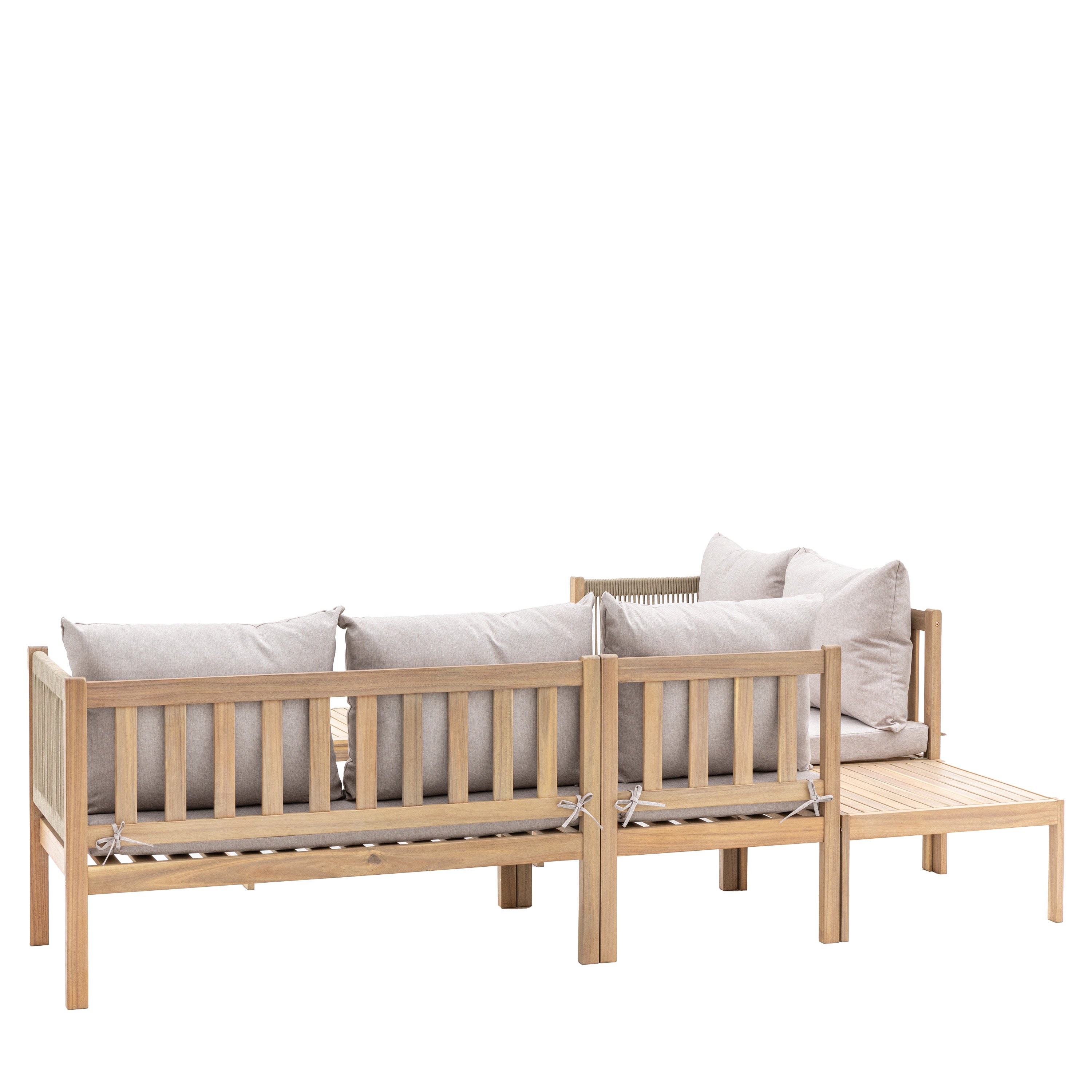 Sardinia Natural Acacia Wood Outdoor Corner Set | 5 Seater