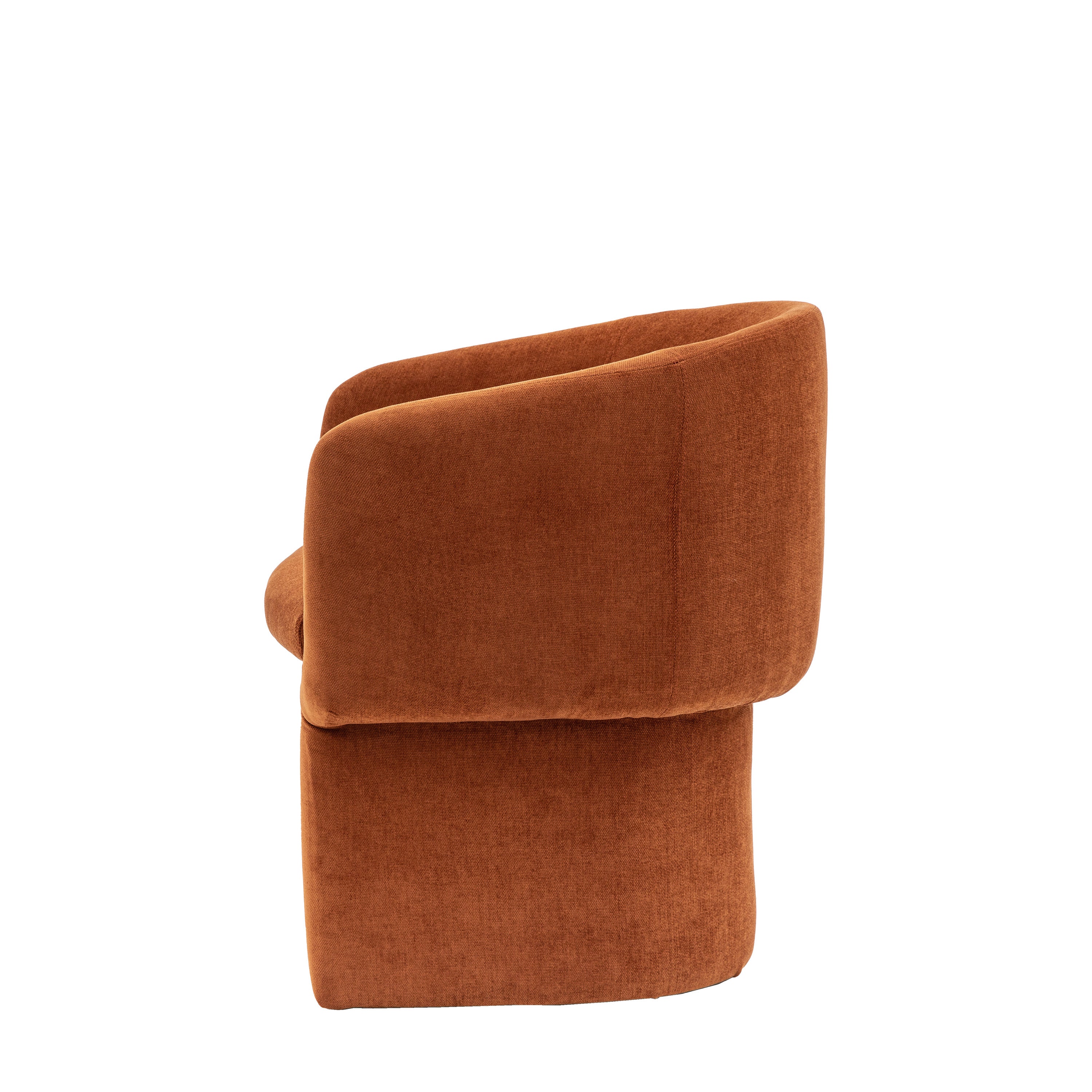 Capponi Rust Orange Chenille Tub Bucket Dining Chair