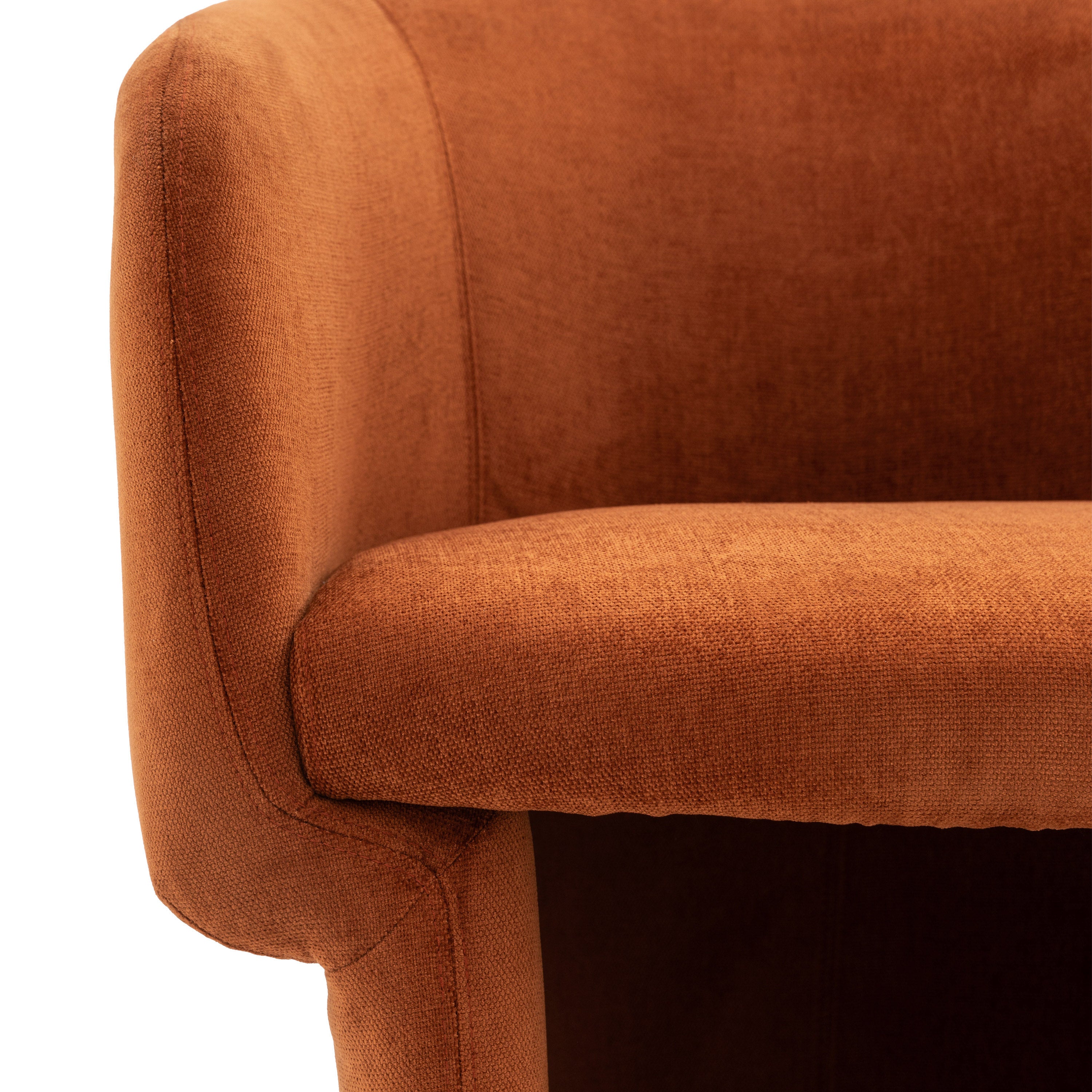 Capponi Rust Orange Chenille Tub Bucket Dining Chair